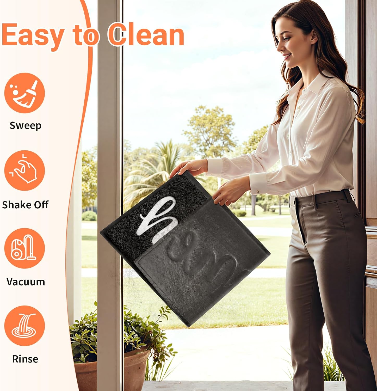 StepLively Door Mat Home Welcome Mats Outdoor and Indoor, Heavy-Duty Low-Profile Non-Slip Front Welcome Mat for Home Entrance, Outside Entry, Yard, Floor, Patio (30''x17.5'', Black)