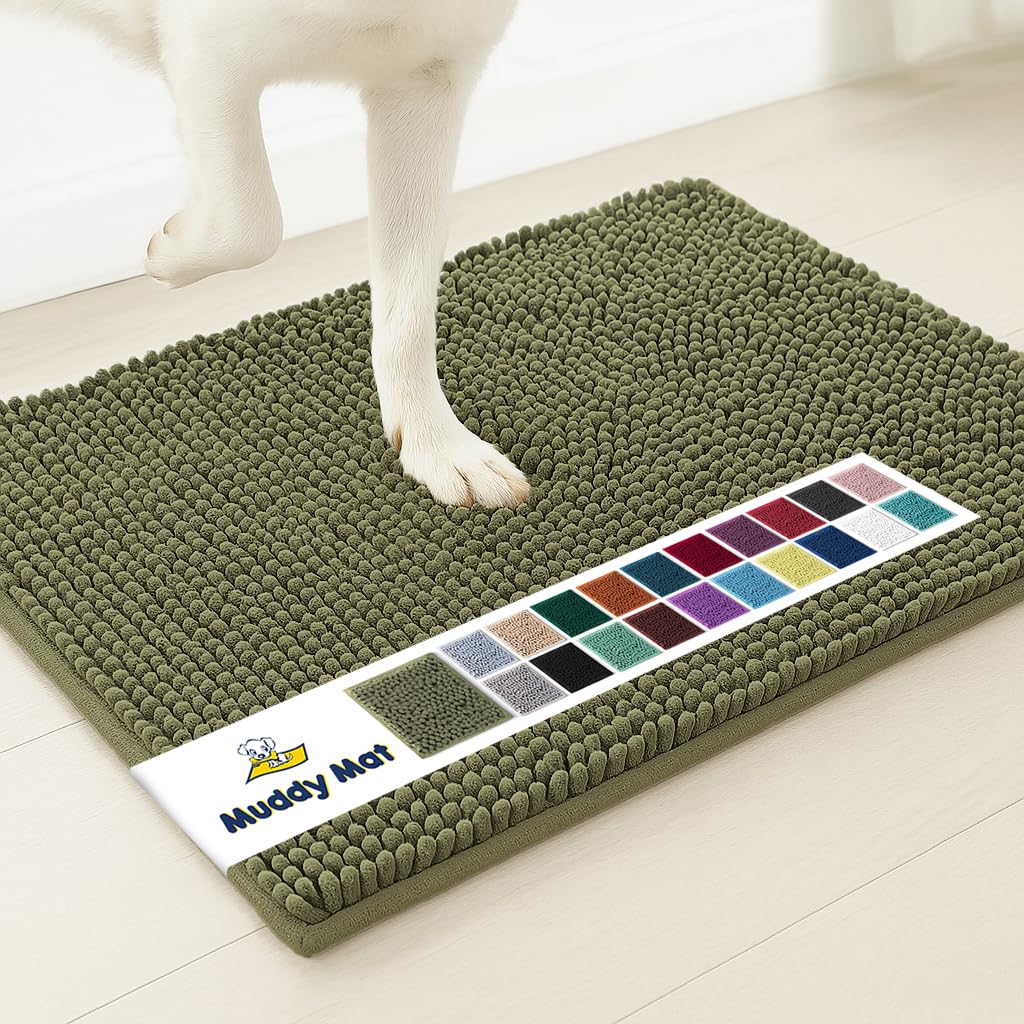 Muddy Mat® | Super Absorbent Door Mat Indoor, Microfiber Quick Dry Chenille Entryway Rug, Non-Slip Front Door Mat, Indoor Mats for Entryway, Machine Washable Pet Rug, Black 30"x19"