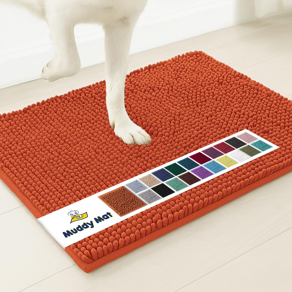 Muddy Mat® | Super Absorbent Door Mat Indoor, Microfiber Quick Dry Chenille Entryway Rug, Non-Slip Front Door Mat, Indoor Mats for Entryway, Machine Washable Pet Rug, Black 30"x19"