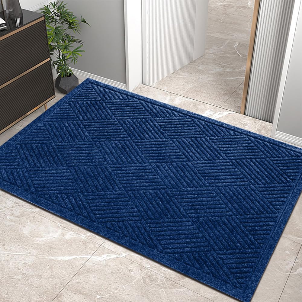 HIYARD Sturdy Front Door Mat, Absorbent Muddy Dirt Resist Welcome Door Mats Outdoor Indoor, Stain and Fade Resistant, Non-Slip Rubber Backing Low Profile Doormat for Entryway, 30×17, Beige