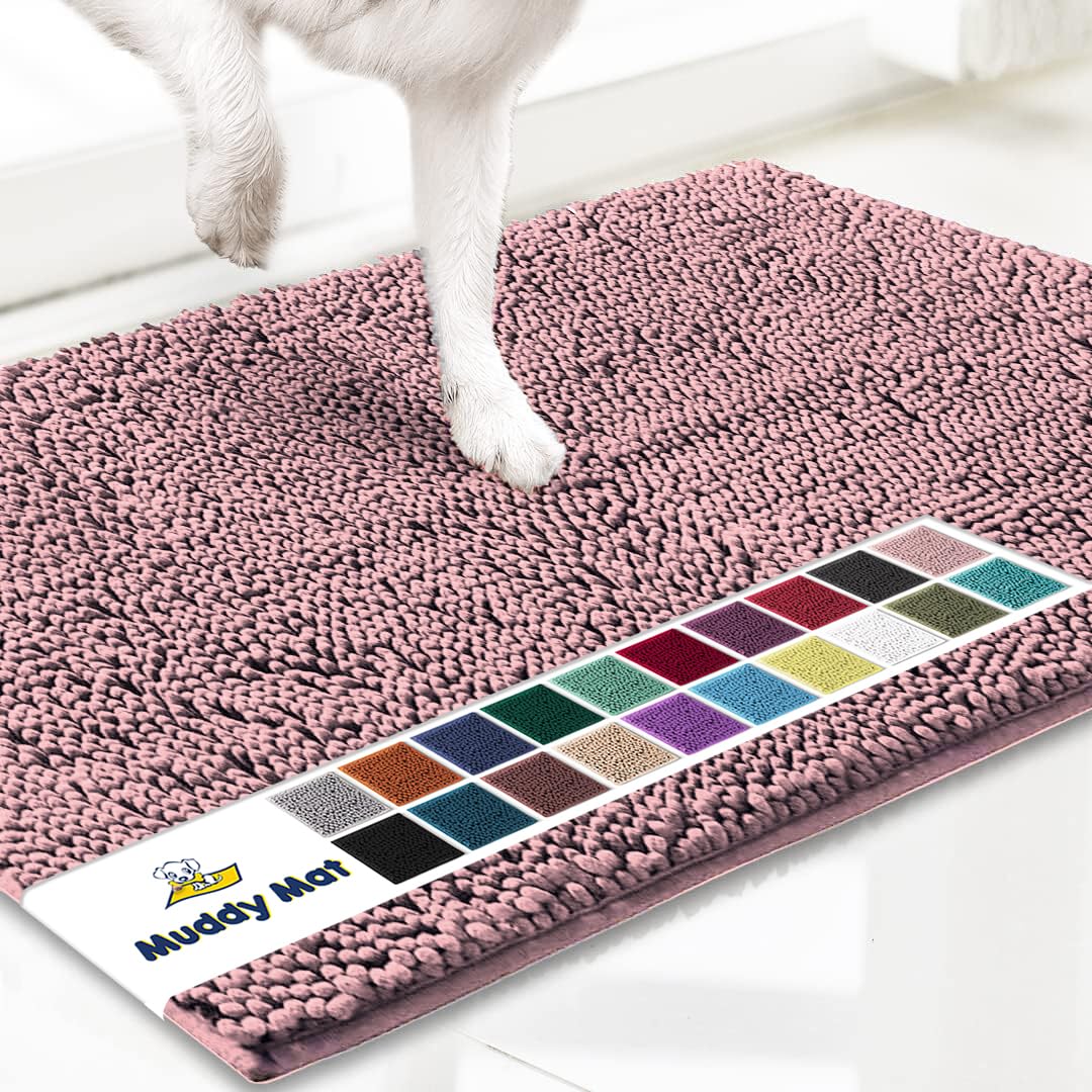 Muddy Mat® | Super Absorbent Door Mat Indoor, Microfiber Quick Dry Chenille Entryway Rug, Non-Slip Front Door Mat, Indoor Mats for Entryway, Machine Washable Pet Rug, Black 30"x19"