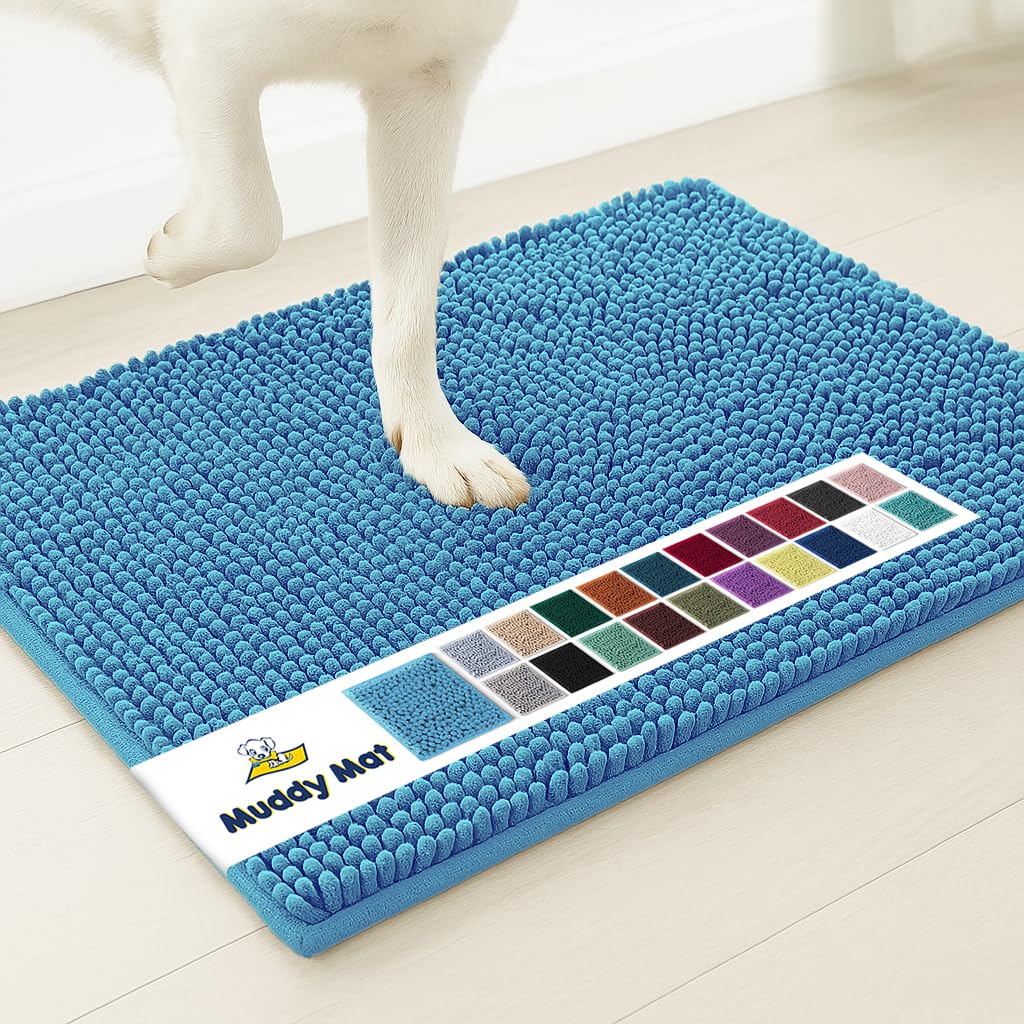 Muddy Mat® | Super Absorbent Door Mat Indoor, Microfiber Quick Dry Chenille Entryway Rug, Non-Slip Front Door Mat, Indoor Mats for Entryway, Machine Washable Pet Rug, Black 30"x19"