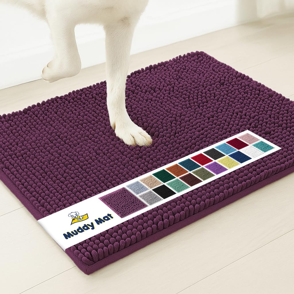 Muddy Mat® | Super Absorbent Door Mat Indoor, Microfiber Quick Dry Chenille Entryway Rug, Non-Slip Front Door Mat, Indoor Mats for Entryway, Machine Washable Pet Rug, Black 30"x19"
