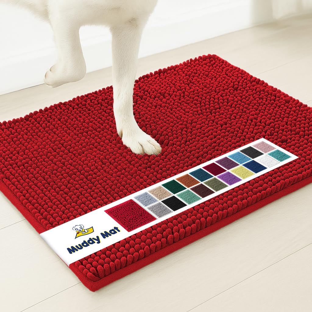 Muddy Mat® | Super Absorbent Door Mat Indoor, Microfiber Quick Dry Chenille Entryway Rug, Non-Slip Front Door Mat, Indoor Mats for Entryway, Machine Washable Pet Rug, Black 30"x19"