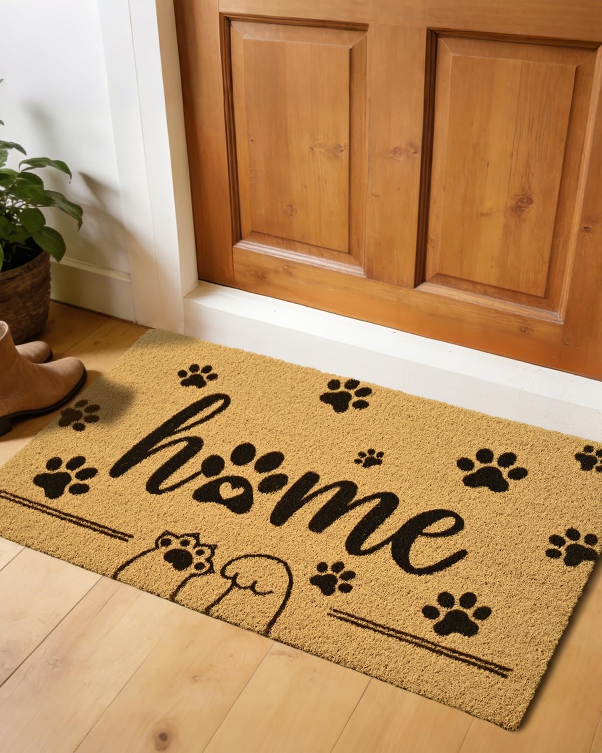 Gifeas Front Door Mat for Entrance, 17x30 Home Paws Welcome Mats with Heavy Duty Backing for Outdoor Indoor, Faux Coco Coir Doormat for Outside Porch Garage Farmhouse Home Funny Decor