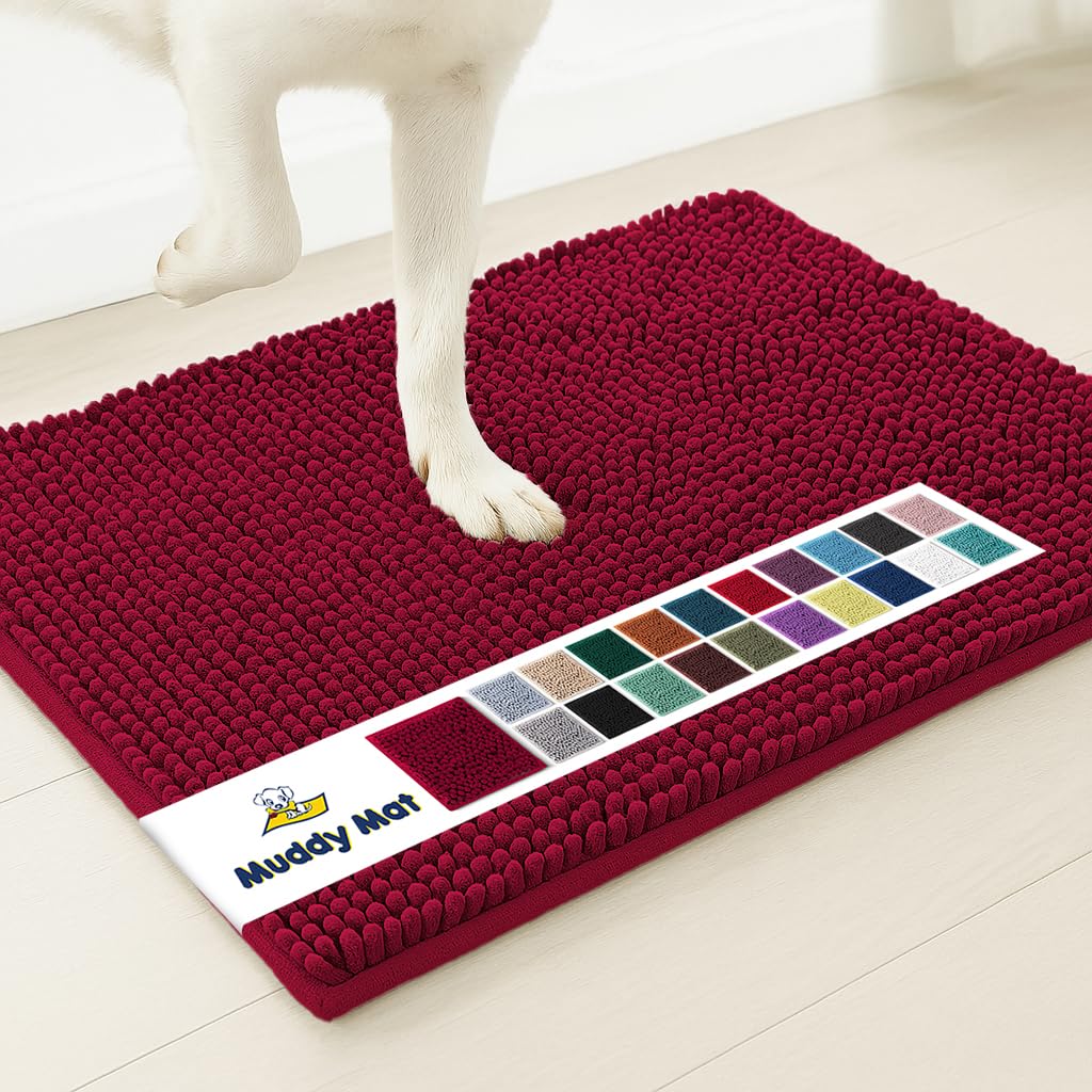 Muddy Mat® | Super Absorbent Door Mat Indoor, Microfiber Quick Dry Chenille Entryway Rug, Non-Slip Front Door Mat, Indoor Mats for Entryway, Machine Washable Pet Rug, Black 30"x19"