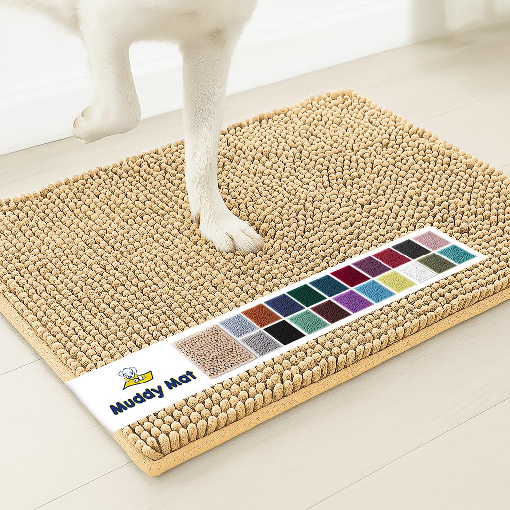 Muddy Mat® | Super Absorbent Door Mat Indoor, Microfiber Quick Dry Chenille Entryway Rug, Non-Slip Front Door Mat, Indoor Mats for Entryway, Machine Washable Pet Rug, Black 30"x19"