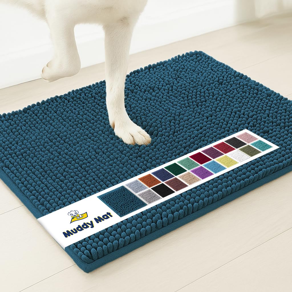 Muddy Mat® | Super Absorbent Door Mat Indoor, Microfiber Quick Dry Chenille Entryway Rug, Non-Slip Front Door Mat, Indoor Mats for Entryway, Machine Washable Pet Rug, Black 30"x19"