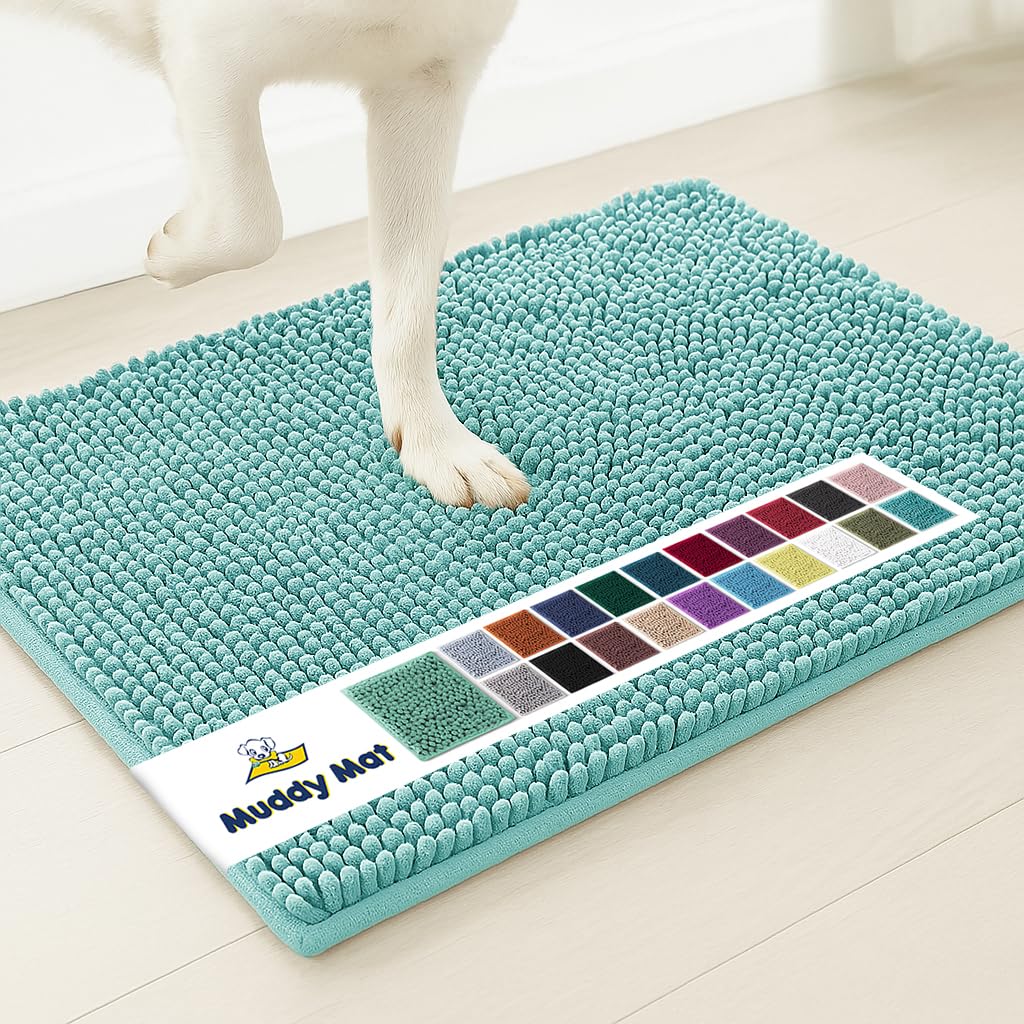 Muddy Mat® | Super Absorbent Door Mat Indoor, Microfiber Quick Dry Chenille Entryway Rug, Non-Slip Front Door Mat, Indoor Mats for Entryway, Machine Washable Pet Rug, Black 30"x19"