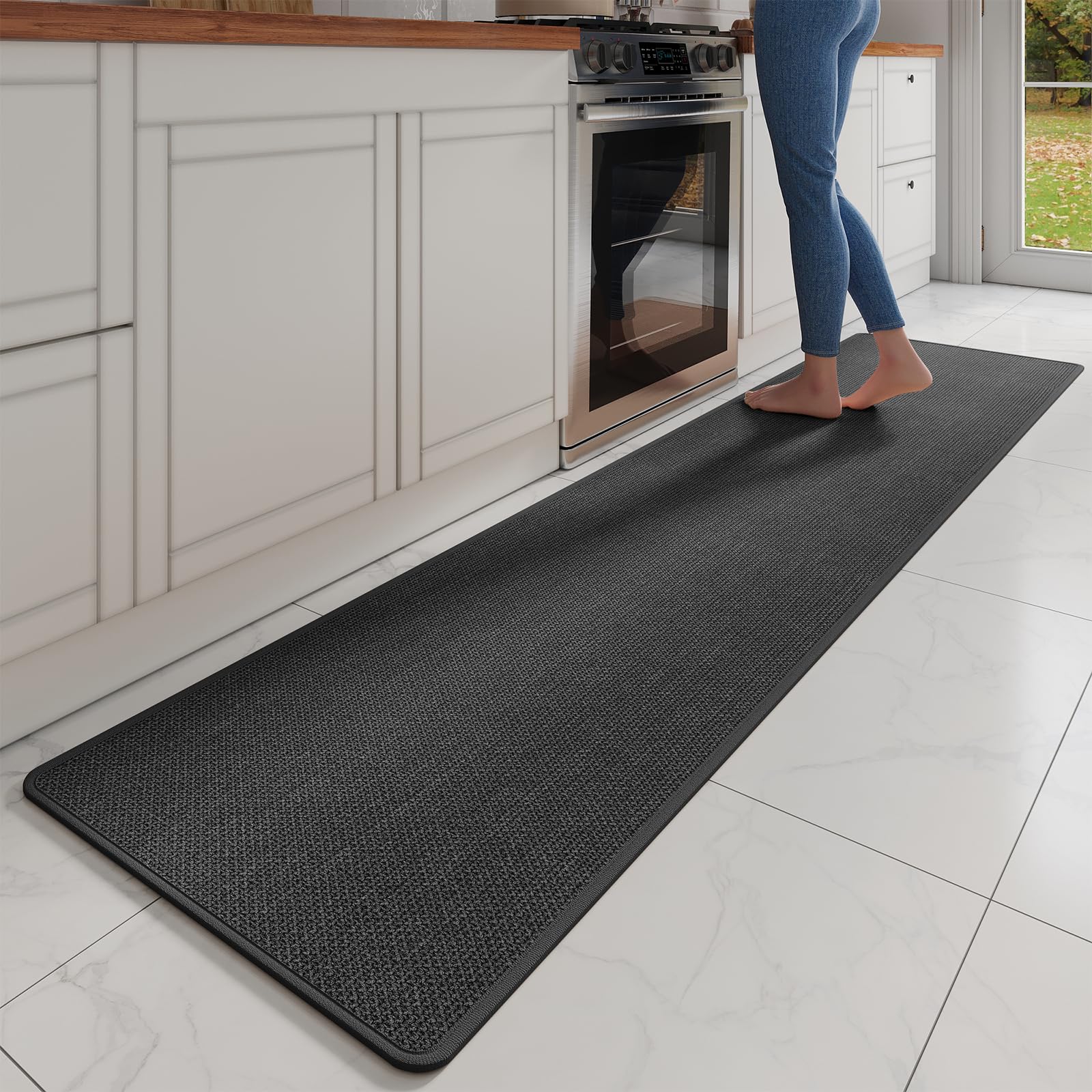 YDKGL Water Absorbent Runner Rugs for Kitchen, Kitchen Mat in Front of Sink, Oil Absorbent Kitchen Mats for Floor,Non-Slip Kitchen Rugs,Durable Kitchen Mats，17x30 Gray Kitchen Rugs,