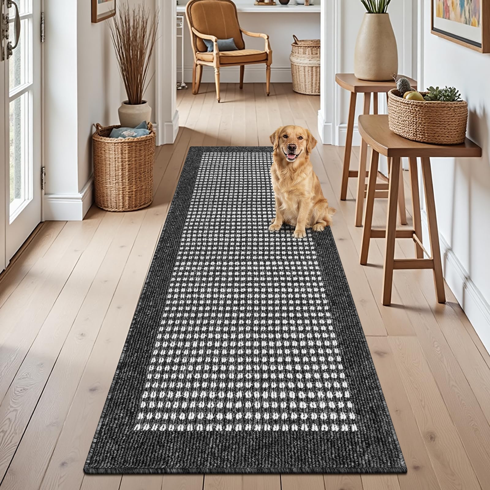 Ileading Indoor Door Mat 3x5ft Absorbent Dog Mats for Muddy Paws,Machine Washable Small Living Room Area Rug with Non-Slip Rubber Backing Low-Profile Inside Carpet for Hallway,Kitchen