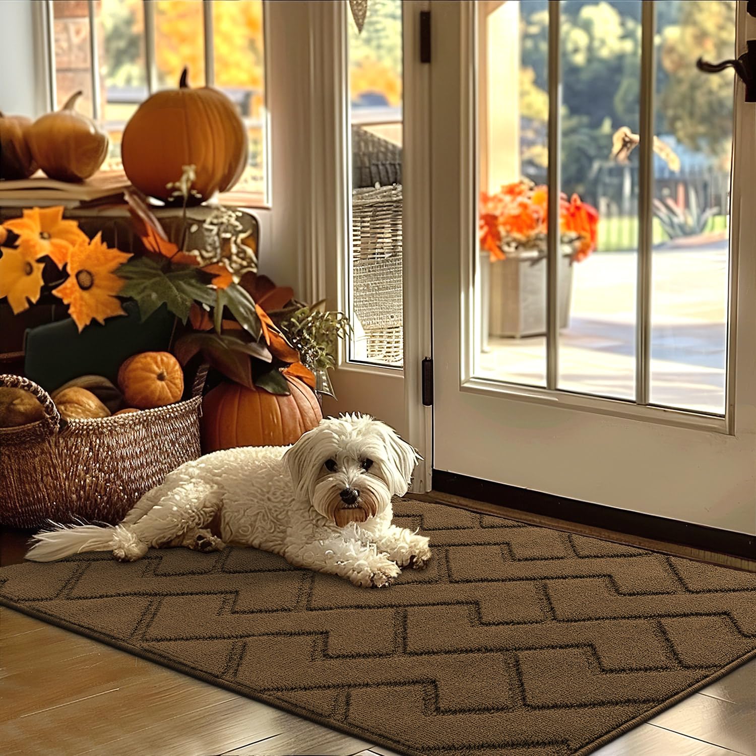 hicorfe Indoor Doormat,Front Back Door Mat Rubber Backing Non Slip Door Mats 24"x35" Absorbent Resist Dirt Entrance Doormat Inside Floor Mats for Entryway Washable Low-Profile (Navy Blue)