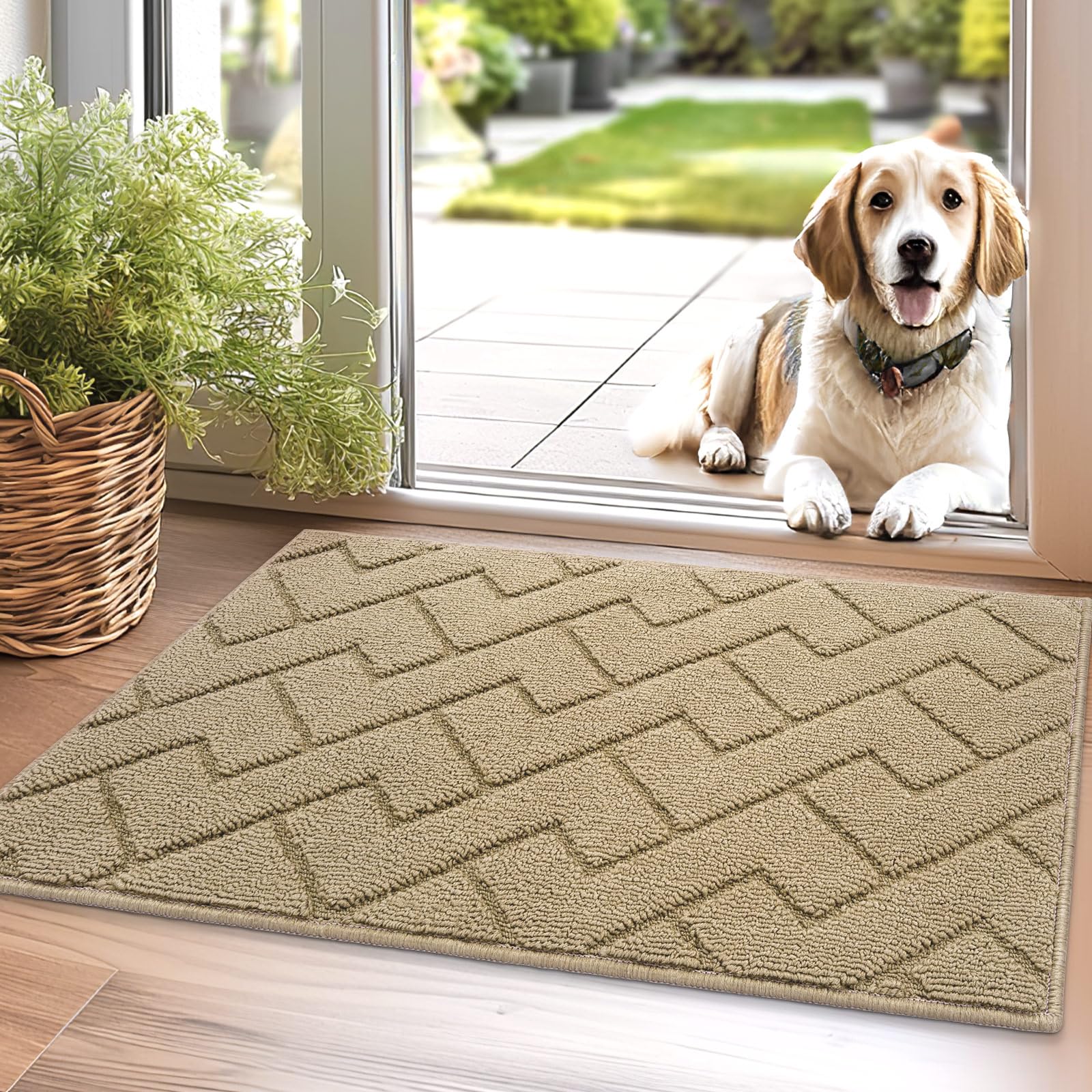 hicorfe Indoor Doormat,Front Back Door Mat Rubber Backing Non Slip Door Mats 24"x35" Absorbent Resist Dirt Entrance Doormat Inside Floor Mats for Entryway Washable Low-Profile (Navy Blue)