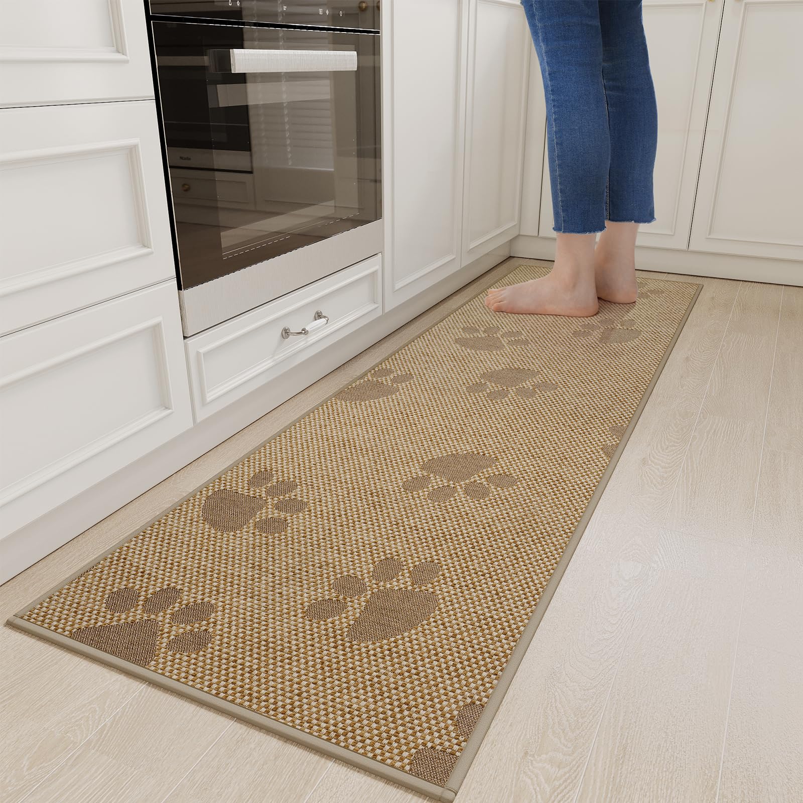 YDKGL Water Absorbent Runner Rugs for Kitchen, Kitchen Mat in Front of Sink, Oil Absorbent Kitchen Mats for Floor,Non-Slip Kitchen Rugs,Durable Kitchen Mats，17x30 Gray Kitchen Rugs,