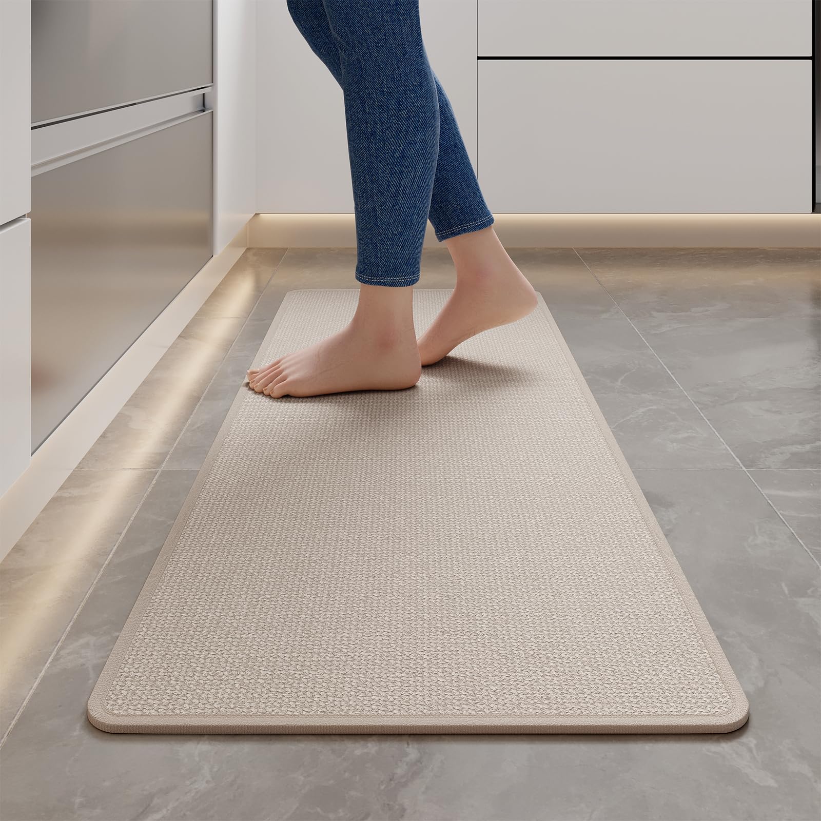 YDKGL Water Absorbent Runner Rugs for Kitchen, Kitchen Mat in Front of Sink, Oil Absorbent Kitchen Mats for Floor,Non-Slip Kitchen Rugs,Durable Kitchen Mats，17x30 Gray Kitchen Rugs,