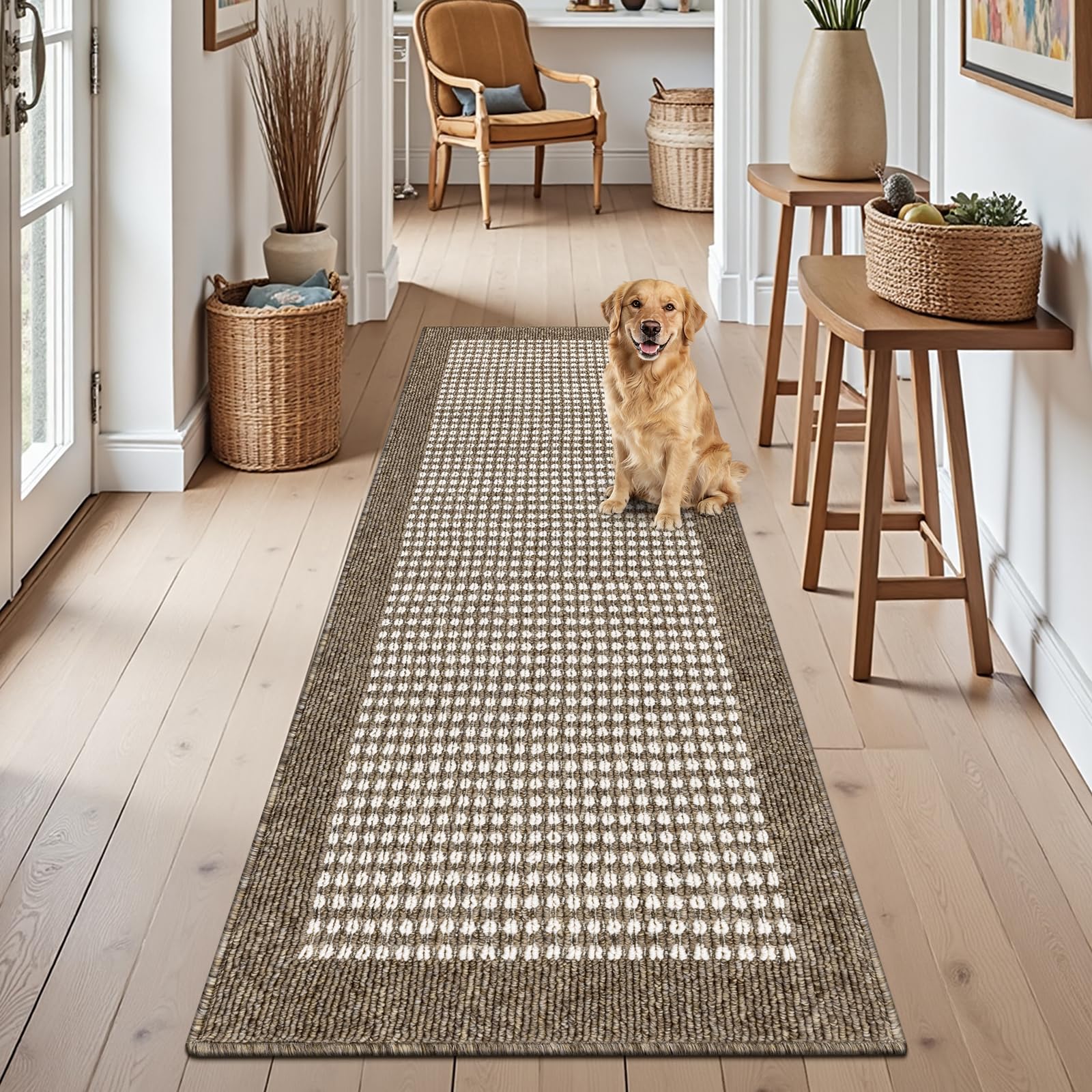 Ileading Indoor Door Mat 3x5ft Absorbent Dog Mats for Muddy Paws,Machine Washable Small Living Room Area Rug with Non-Slip Rubber Backing Low-Profile Inside Carpet for Hallway,Kitchen