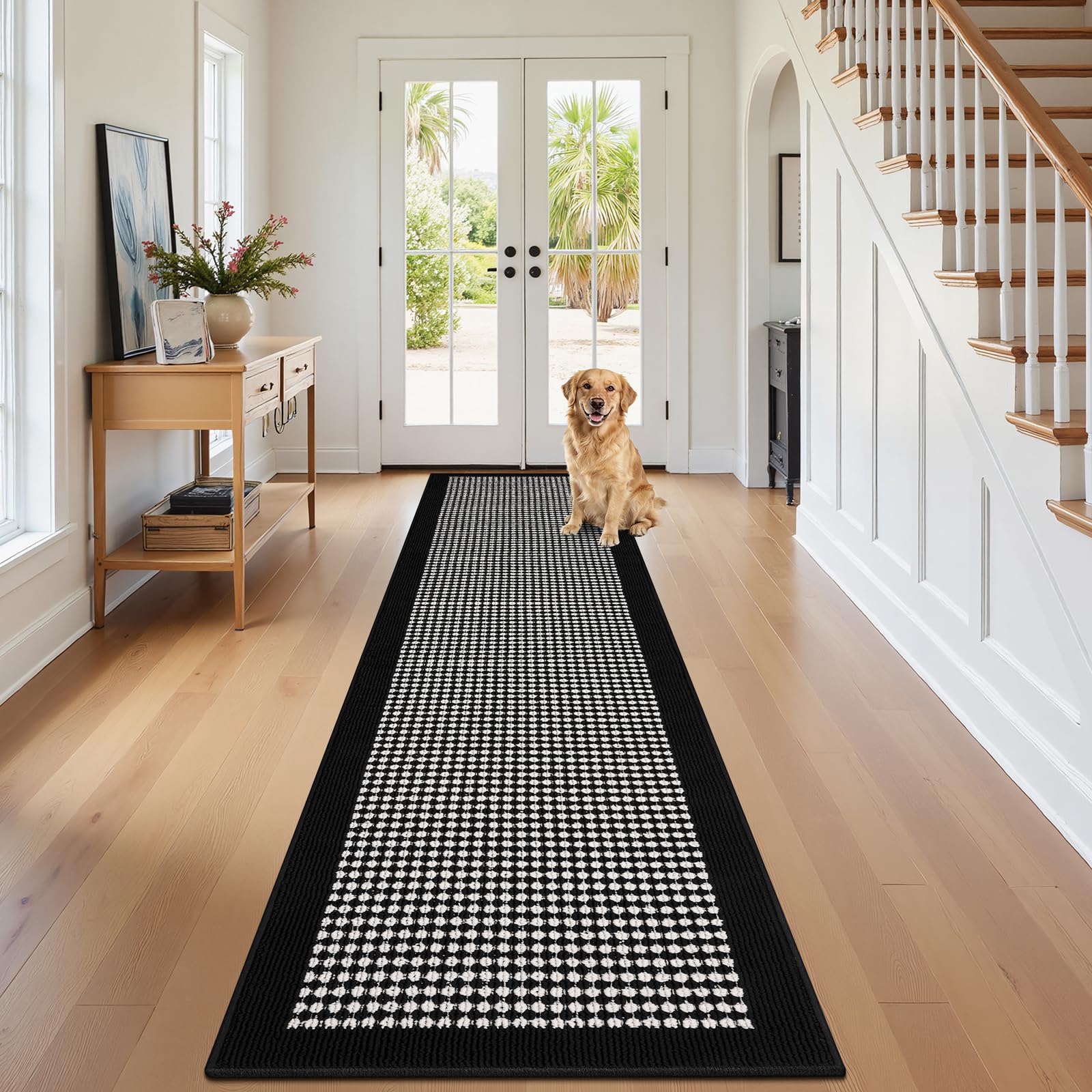 Ileading Indoor Door Mat 3x5ft Absorbent Dog Mats for Muddy Paws,Machine Washable Small Living Room Area Rug with Non-Slip Rubber Backing Low-Profile Inside Carpet for Hallway,Kitchen