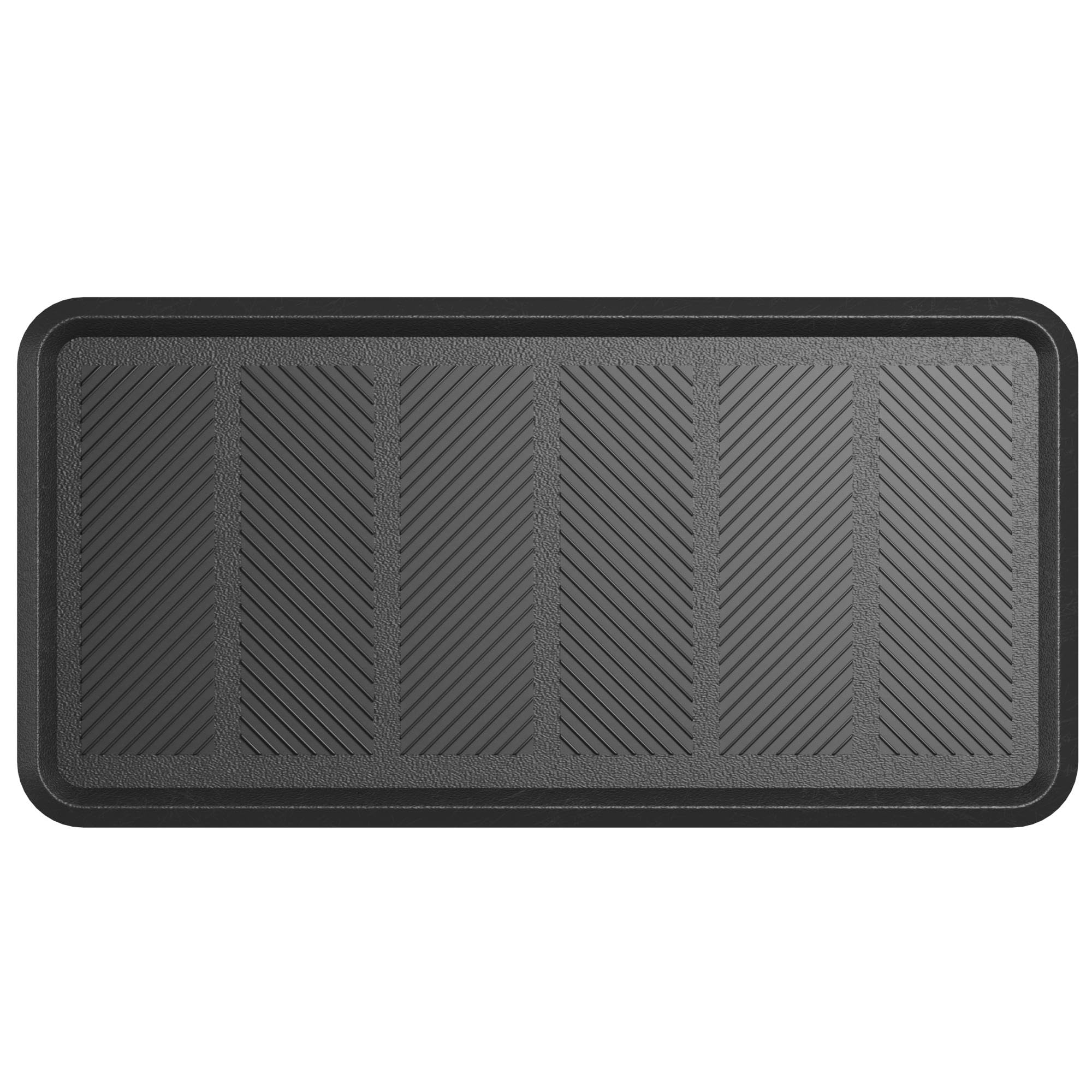 Ottomanson Waterproof Rubber Outdoor Doormat – Heavy-Duty Non-Slip Rubber Floor Mat with Ridge Scraper Pattern, All-Weather Front Door Entry Mat for Mud & Dirt Control – 18" x 30", Black