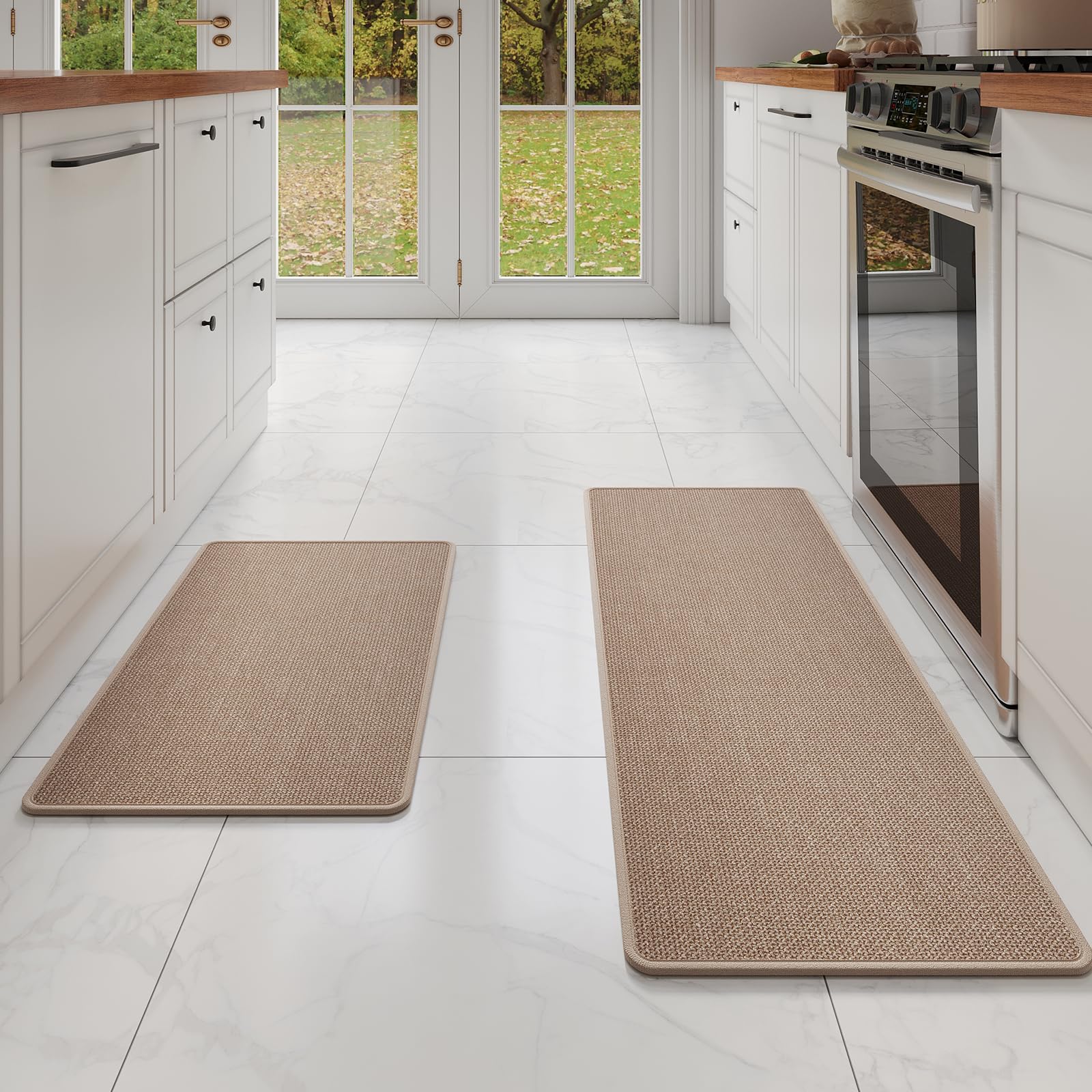 YDKGL Water Absorbent Runner Rugs for Kitchen, Kitchen Mat in Front of Sink, Oil Absorbent Kitchen Mats for Floor,Non-Slip Kitchen Rugs,Durable Kitchen Mats，17x30 Gray Kitchen Rugs,