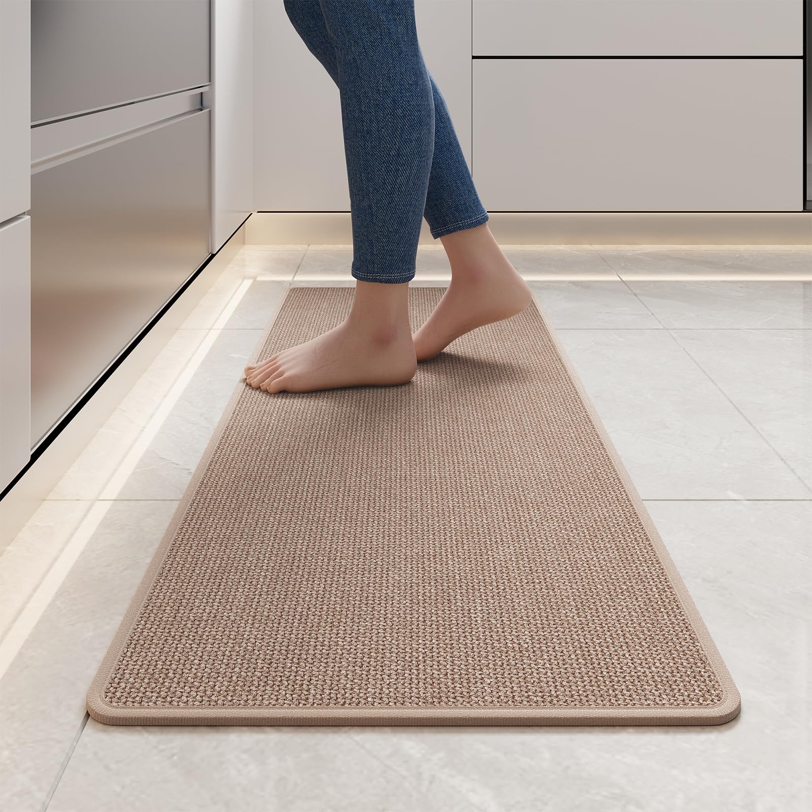 YDKGL Water Absorbent Runner Rugs for Kitchen, Kitchen Mat in Front of Sink, Oil Absorbent Kitchen Mats for Floor,Non-Slip Kitchen Rugs,Durable Kitchen Mats，17x30 Gray Kitchen Rugs,