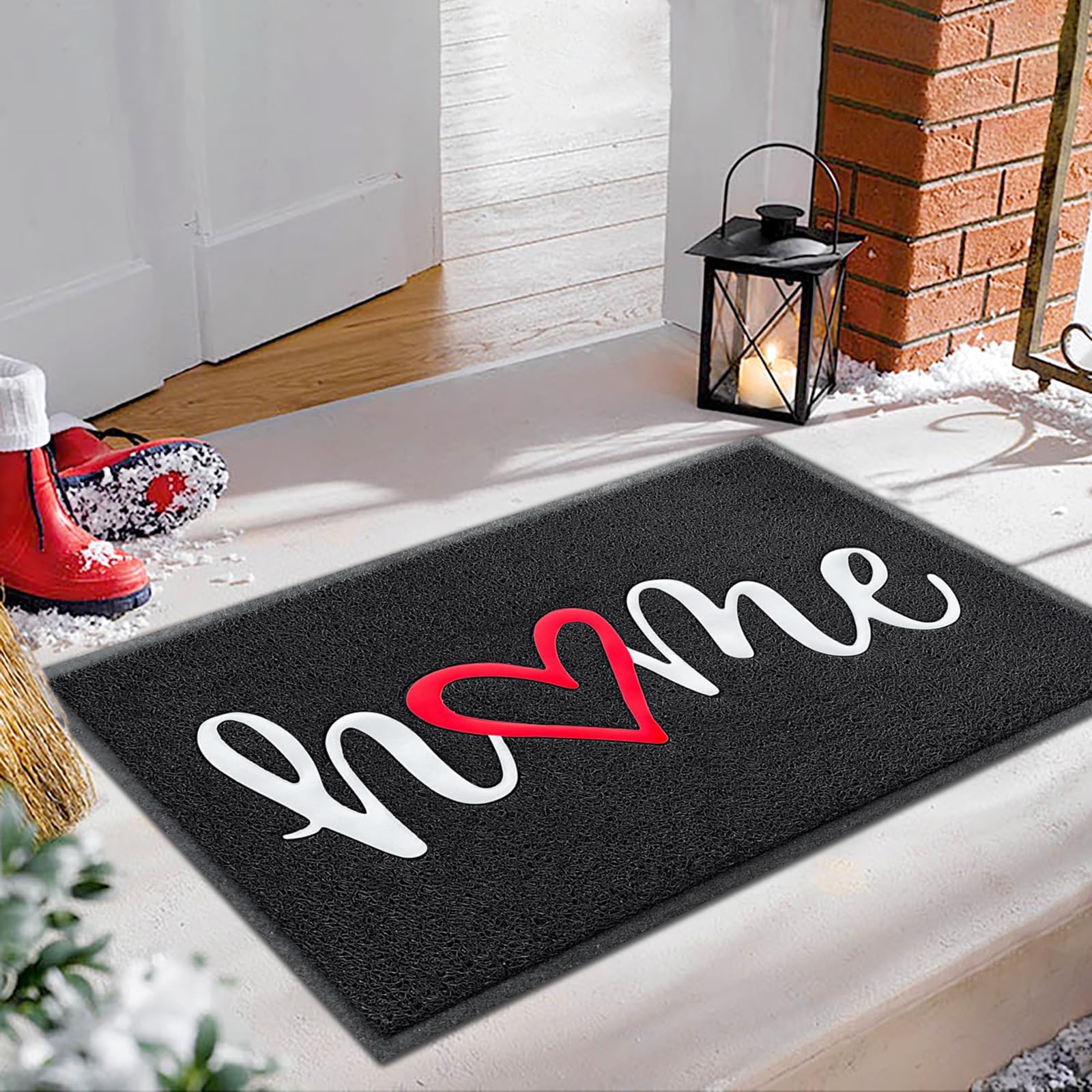 EARTHALL Door Mat Outside Inside Home Doormat, 30"x17.5", Durable Floor Mat Non Slip Mat Ultra Absorb Mud Easy Clean Front Doormat for Garage, Entryway, Patio, High Traffic Areas, Black