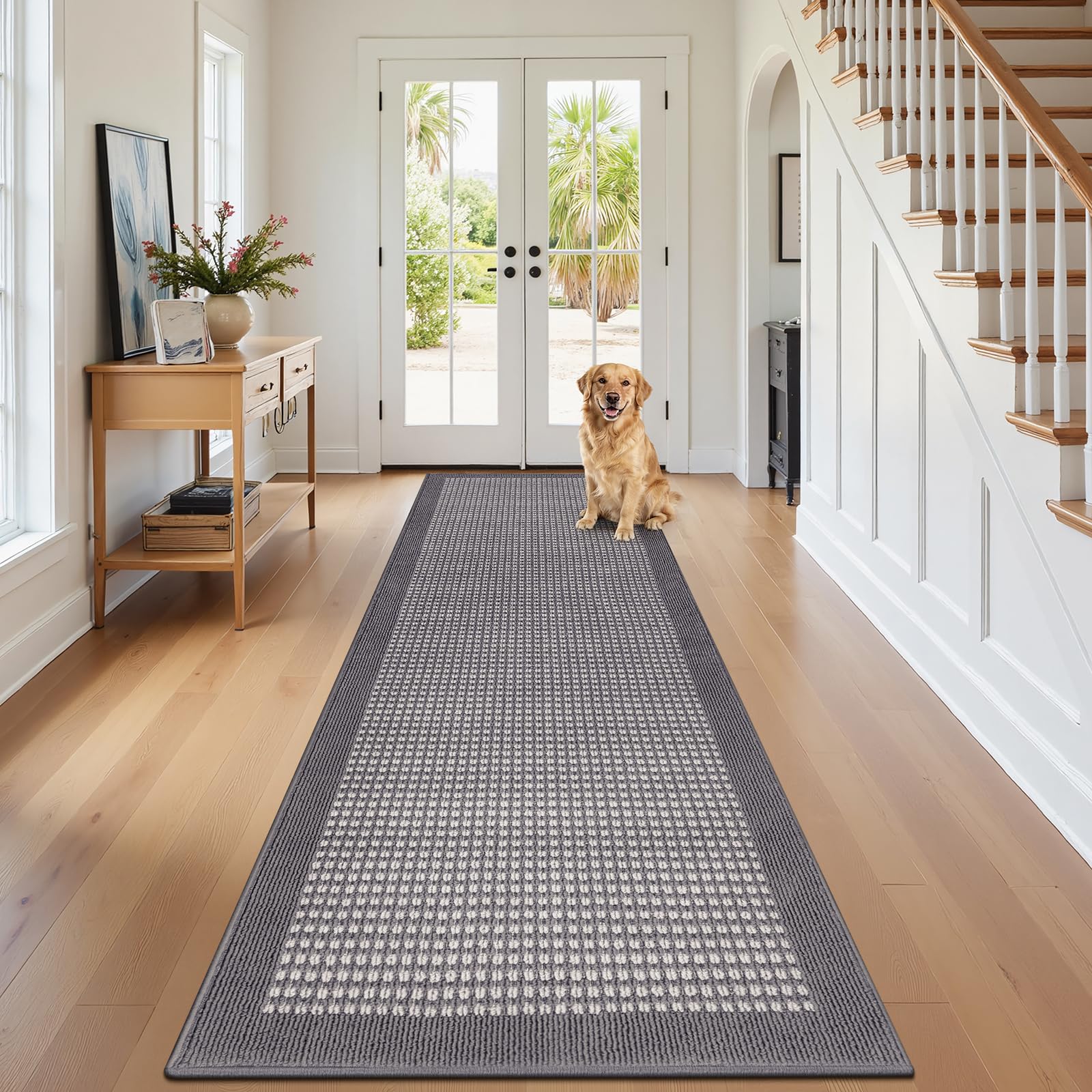 Ileading Indoor Door Mat 3x5ft Absorbent Dog Mats for Muddy Paws,Machine Washable Small Living Room Area Rug with Non-Slip Rubber Backing Low-Profile Inside Carpet for Hallway,Kitchen