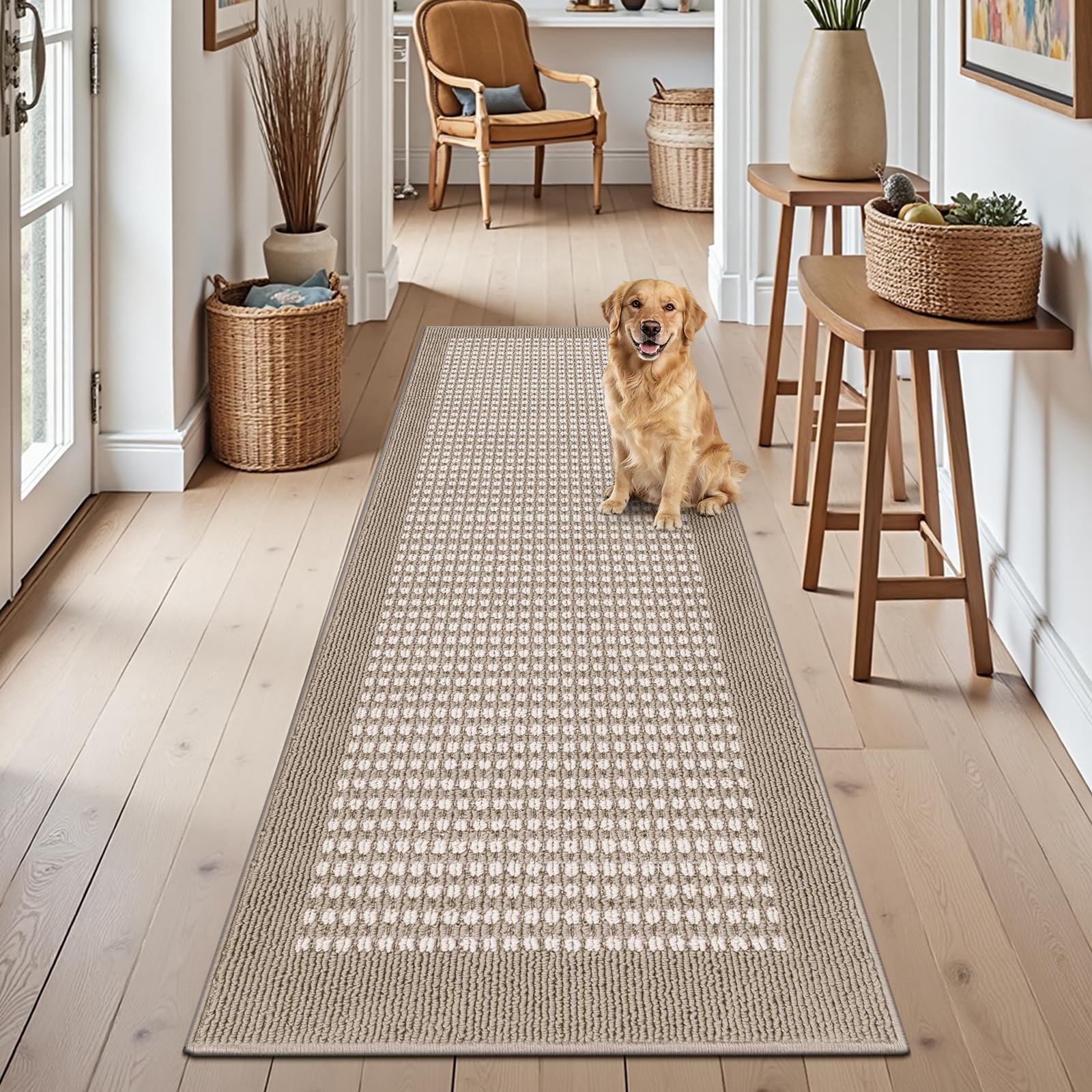 Ileading Indoor Door Mat 3x5ft Absorbent Dog Mats for Muddy Paws,Machine Washable Small Living Room Area Rug with Non-Slip Rubber Backing Low-Profile Inside Carpet for Hallway,Kitchen