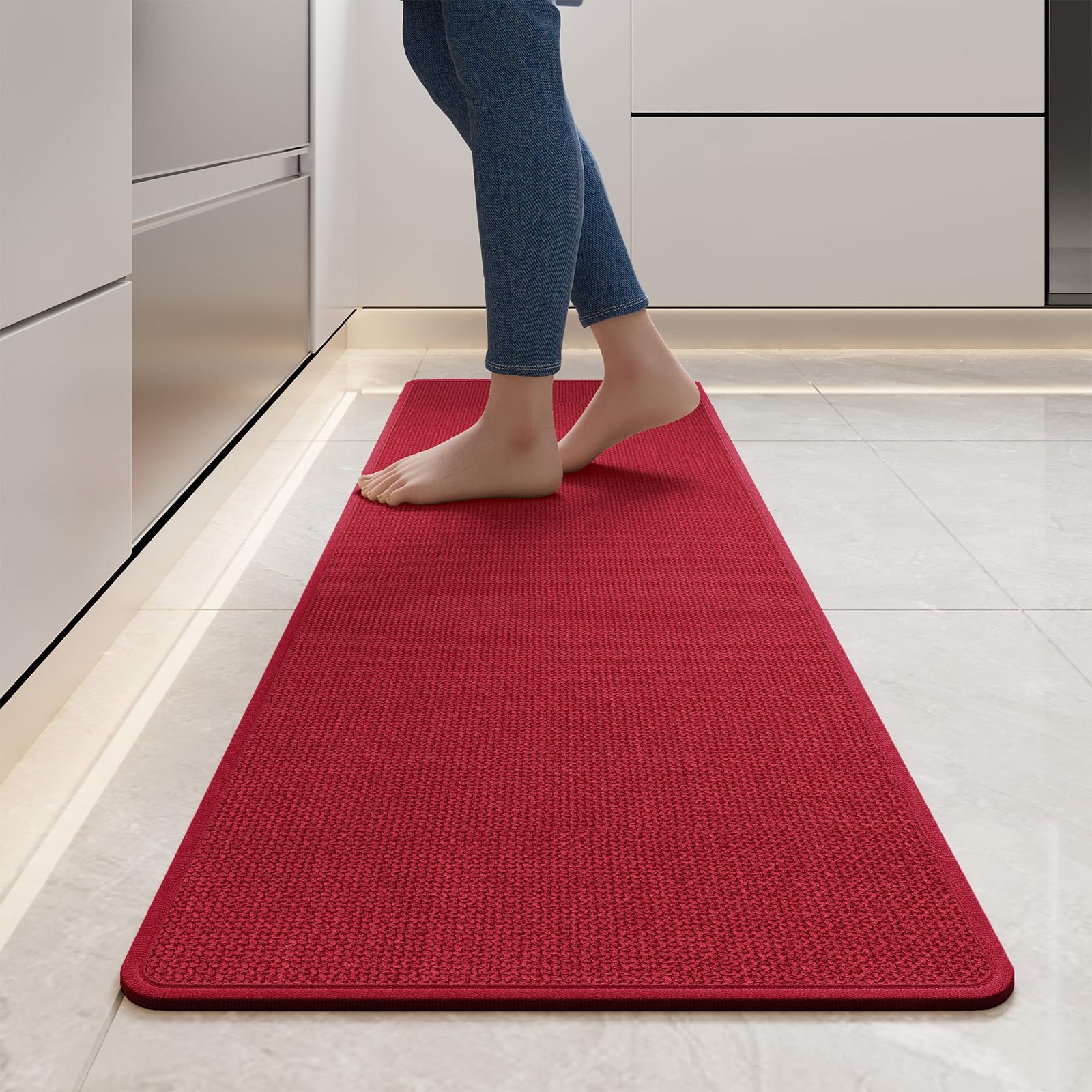 YDKGL Water Absorbent Runner Rugs for Kitchen, Kitchen Mat in Front of Sink, Oil Absorbent Kitchen Mats for Floor,Non-Slip Kitchen Rugs,Durable Kitchen Mats，17x30 Gray Kitchen Rugs,