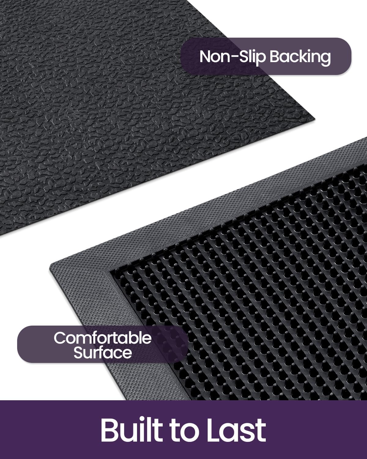 DEXI Front Door Mat Outside Entrance, 24x36 Heavy Duty Non-Slip Rubber Entry Mats, Dirt Trapping Waterproof Low-Profile Welcome Doormat for Entryway, Black