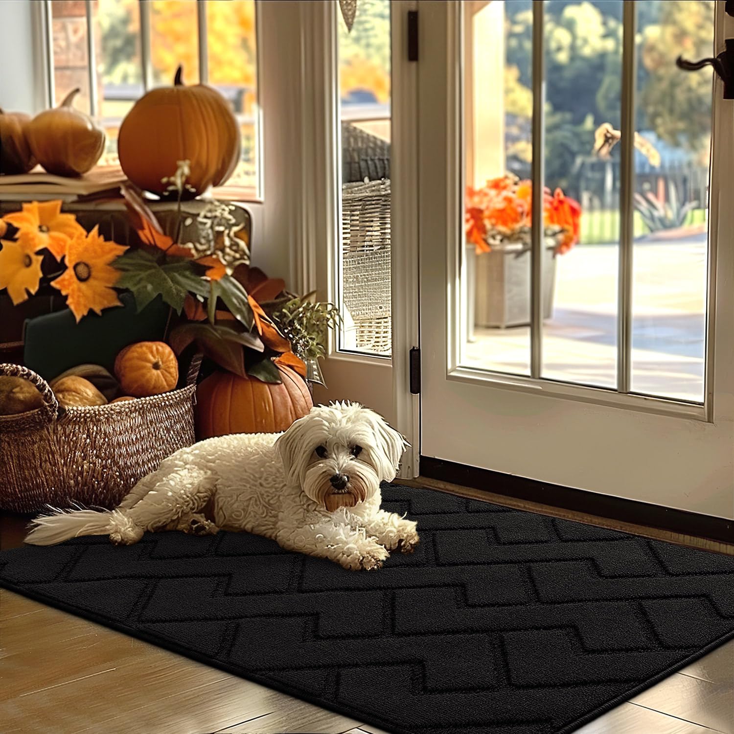 hicorfe Indoor Doormat,Front Back Door Mat Rubber Backing Non Slip Door Mats 24"x35" Absorbent Resist Dirt Entrance Doormat Inside Floor Mats for Entryway Washable Low-Profile (Navy Blue)