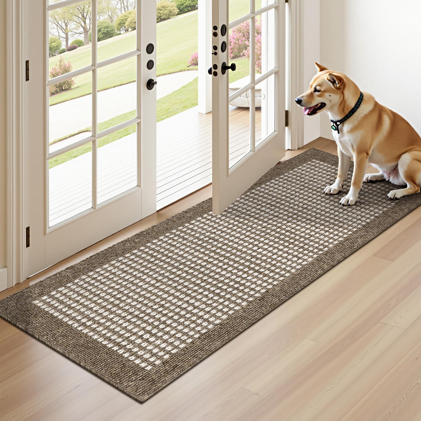 Ileading Indoor Door Mat 3x5ft Absorbent Dog Mats for Muddy Paws,Machine Washable Small Living Room Area Rug with Non-Slip Rubber Backing Low-Profile Inside Carpet for Hallway,Kitchen