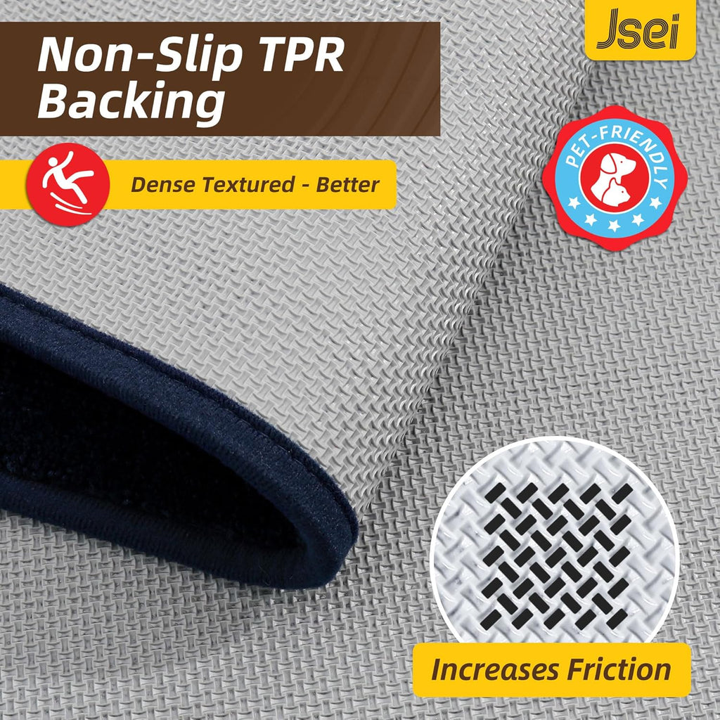 JSEI Entryway Rugs Doormat 32"x48", Non-Slip Dirt Trapper Door Mats Indoor, Washable Absorbent and Stain Resist Welcome Floor Mat for Front Door, Dog Door Mat, Dirty Wet Shoes & Paws, Navy Blue