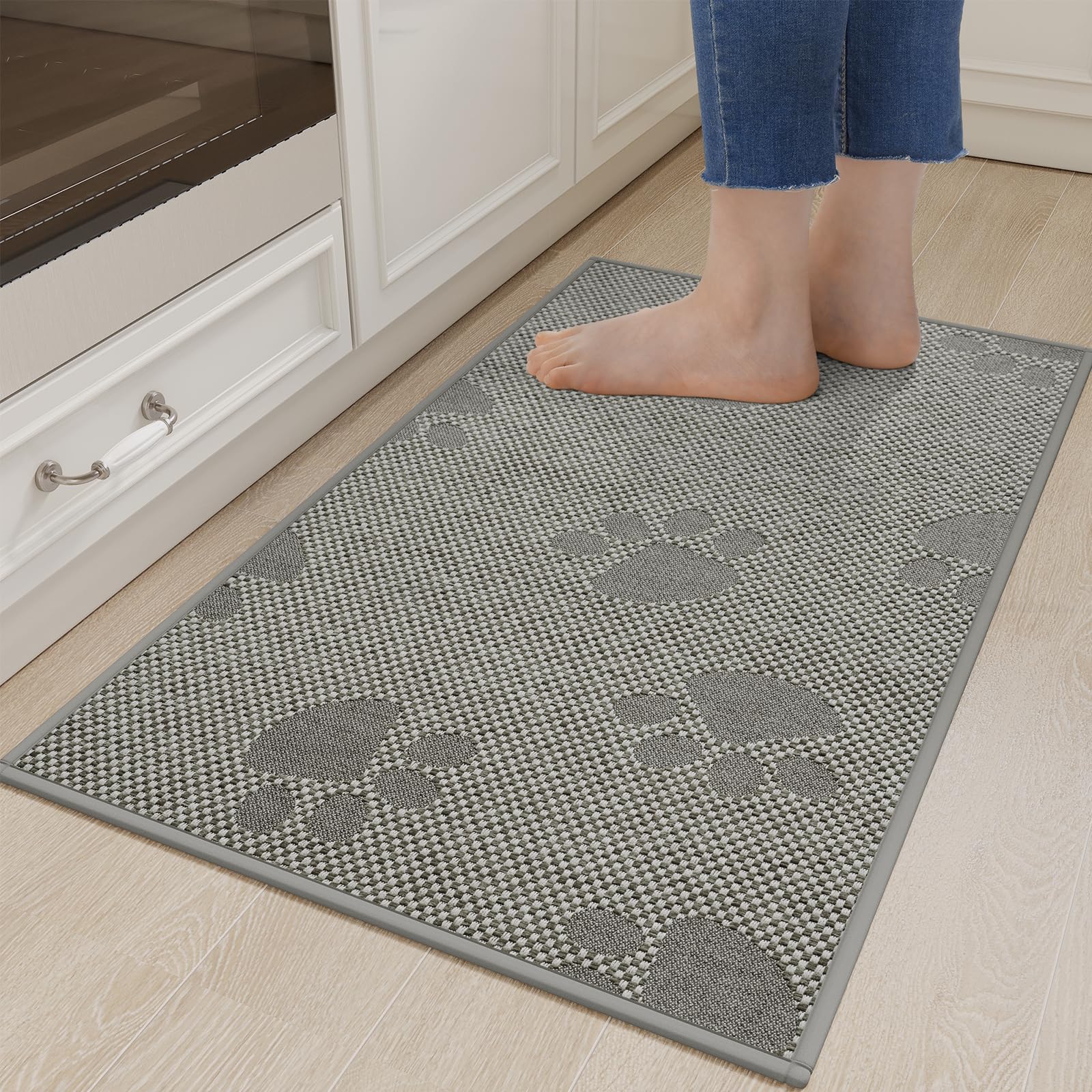 YDKGL Water Absorbent Runner Rugs for Kitchen, Kitchen Mat in Front of Sink, Oil Absorbent Kitchen Mats for Floor,Non-Slip Kitchen Rugs,Durable Kitchen Mats，17x30 Gray Kitchen Rugs,