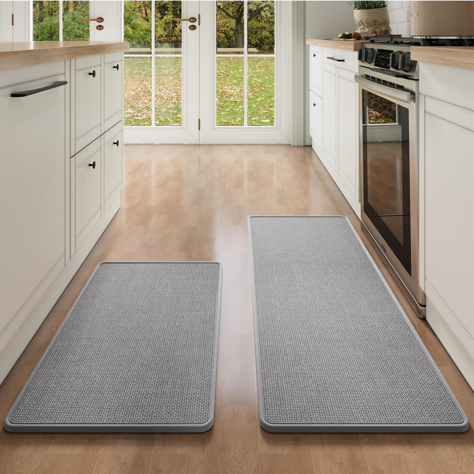 YDKGL Water Absorbent Runner Rugs for Kitchen, Kitchen Mat in Front of Sink, Oil Absorbent Kitchen Mats for Floor,Non-Slip Kitchen Rugs,Durable Kitchen Mats，17x30 Gray Kitchen Rugs,