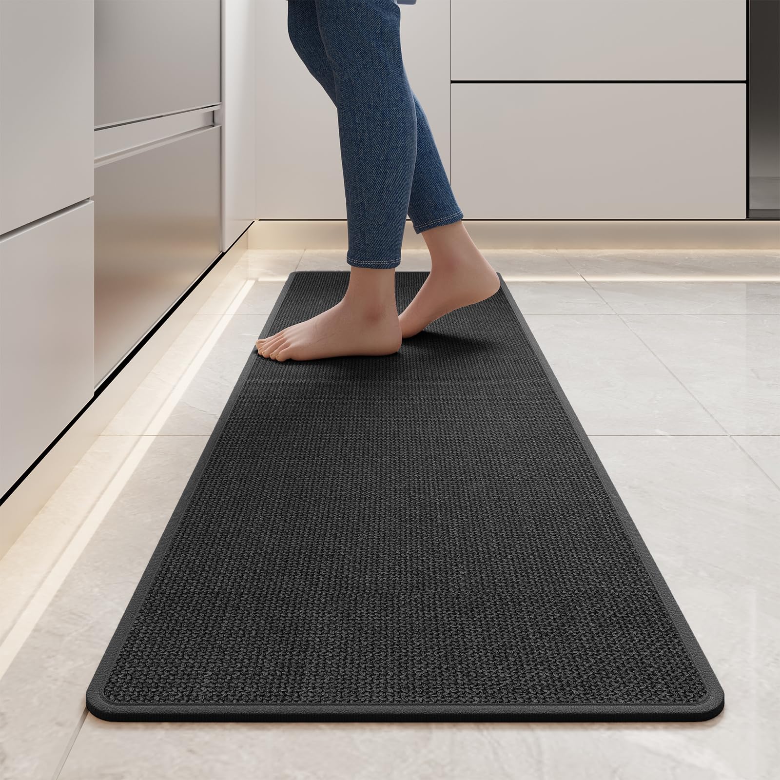 YDKGL Water Absorbent Runner Rugs for Kitchen, Kitchen Mat in Front of Sink, Oil Absorbent Kitchen Mats for Floor,Non-Slip Kitchen Rugs,Durable Kitchen Mats，17x30 Gray Kitchen Rugs,
