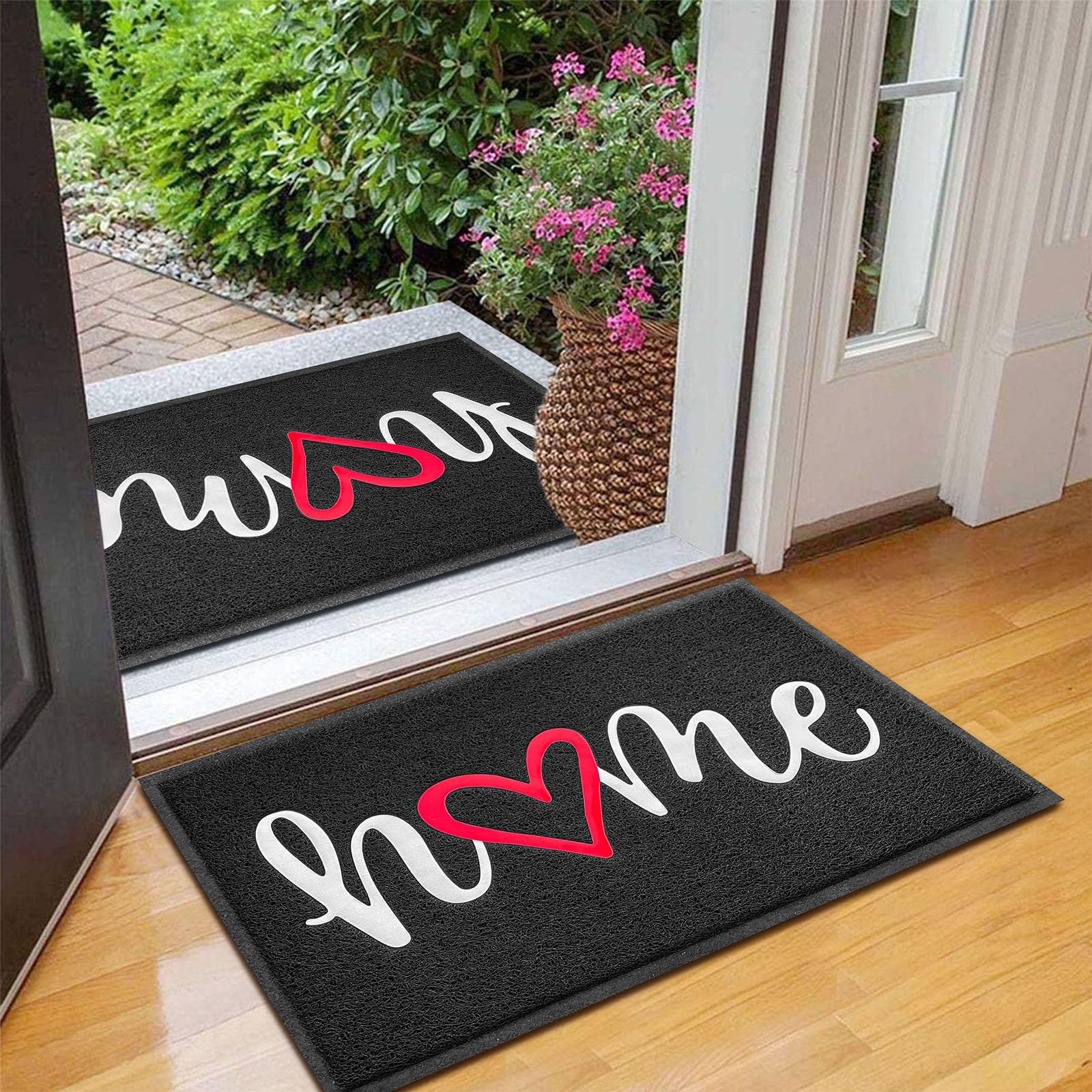 EARTHALL Door Mat Outside Inside Home Doormat, 30"x17.5", Durable Floor Mat Non Slip Mat Ultra Absorb Mud Easy Clean Front Doormat for Garage, Entryway, Patio, High Traffic Areas, Black