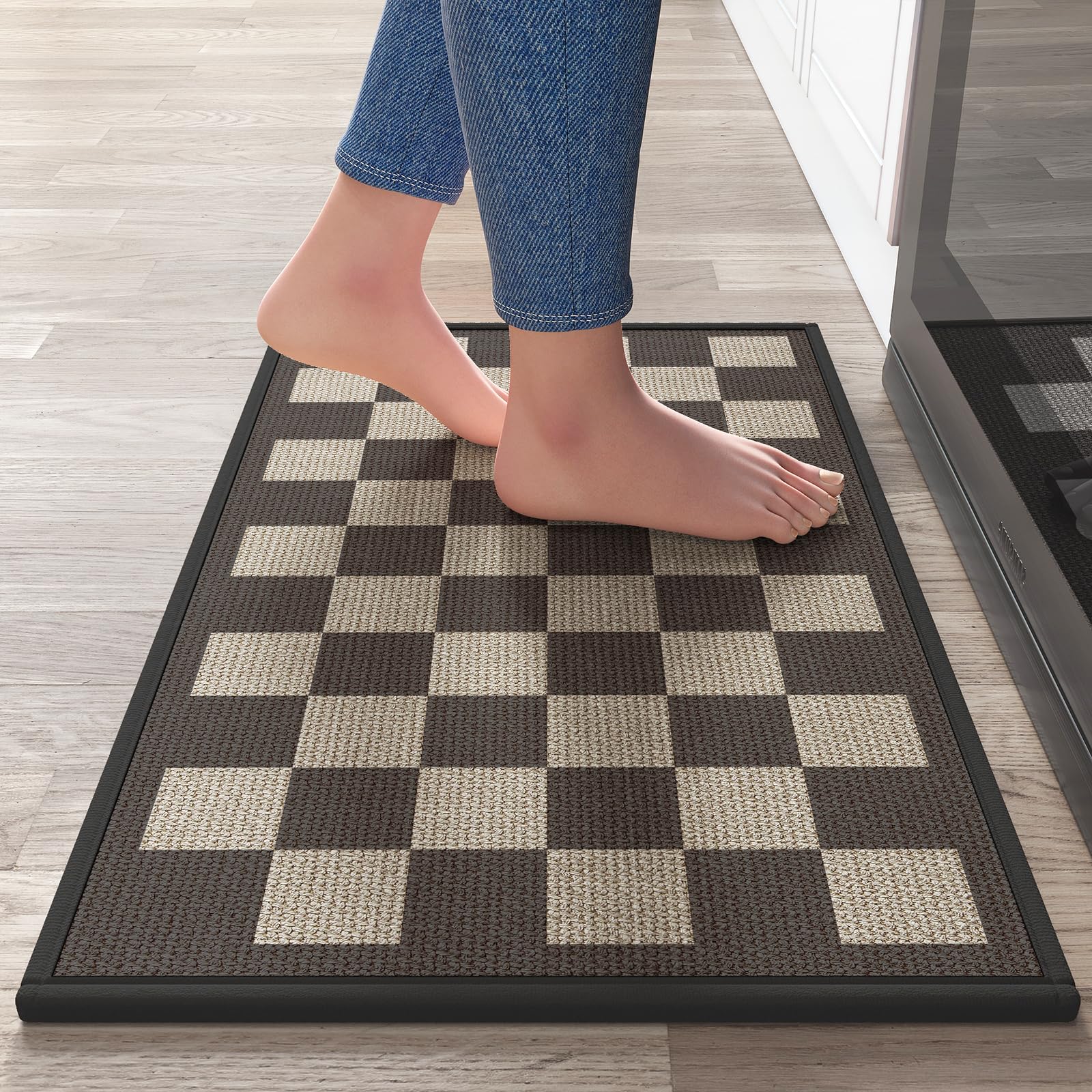 YDKGL Water Absorbent Runner Rugs for Kitchen, Kitchen Mat in Front of Sink, Oil Absorbent Kitchen Mats for Floor,Non-Slip Kitchen Rugs,Durable Kitchen Mats，17x30 Gray Kitchen Rugs,