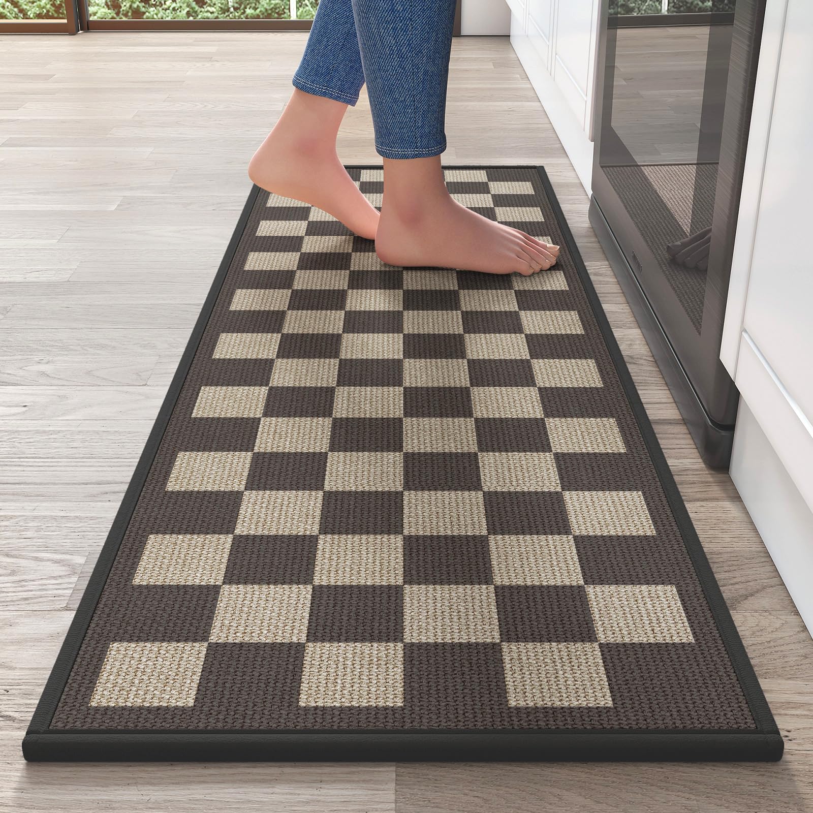 YDKGL Water Absorbent Runner Rugs for Kitchen, Kitchen Mat in Front of Sink, Oil Absorbent Kitchen Mats for Floor,Non-Slip Kitchen Rugs,Durable Kitchen Mats，17x30 Gray Kitchen Rugs,