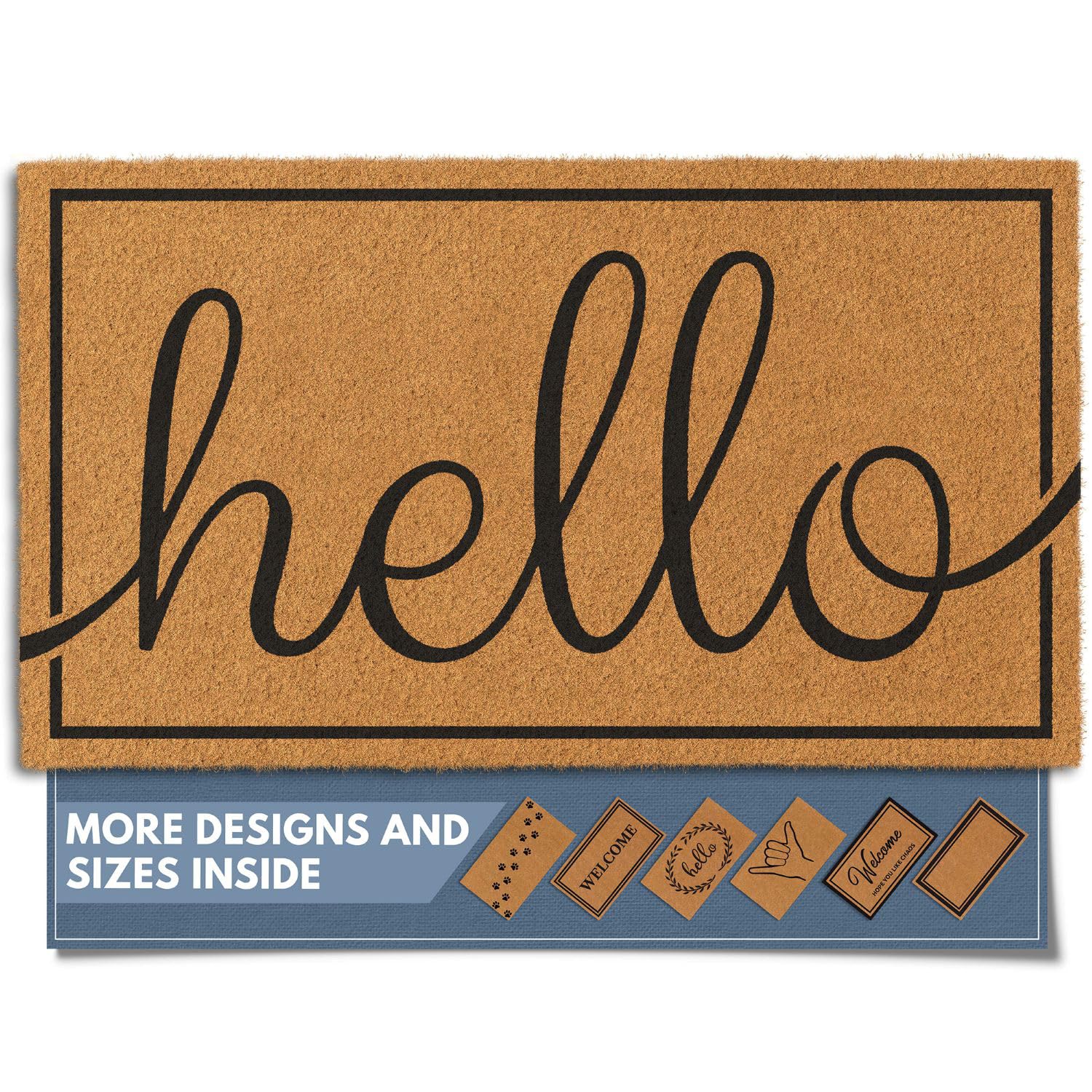 Barnyard Designs Natural Coco Coir Heavy Duty Backing Doormat - Large Cute Non-Slip Front Door Welcome Mat for Outside Entrance or Porch Entry, Brown (17x30, Paws)