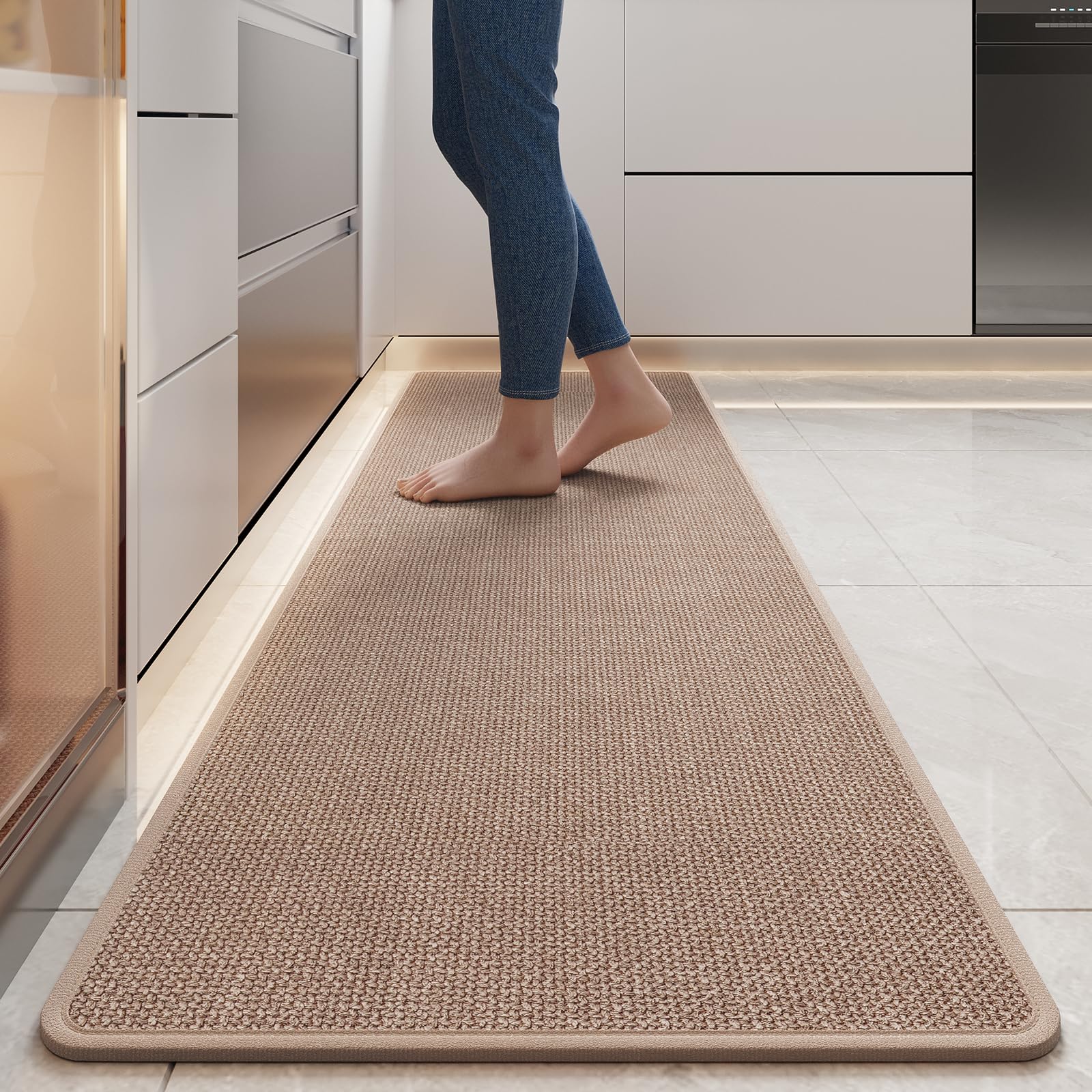 YDKGL Water Absorbent Runner Rugs for Kitchen, Kitchen Mat in Front of Sink, Oil Absorbent Kitchen Mats for Floor,Non-Slip Kitchen Rugs,Durable Kitchen Mats，17x30 Gray Kitchen Rugs,