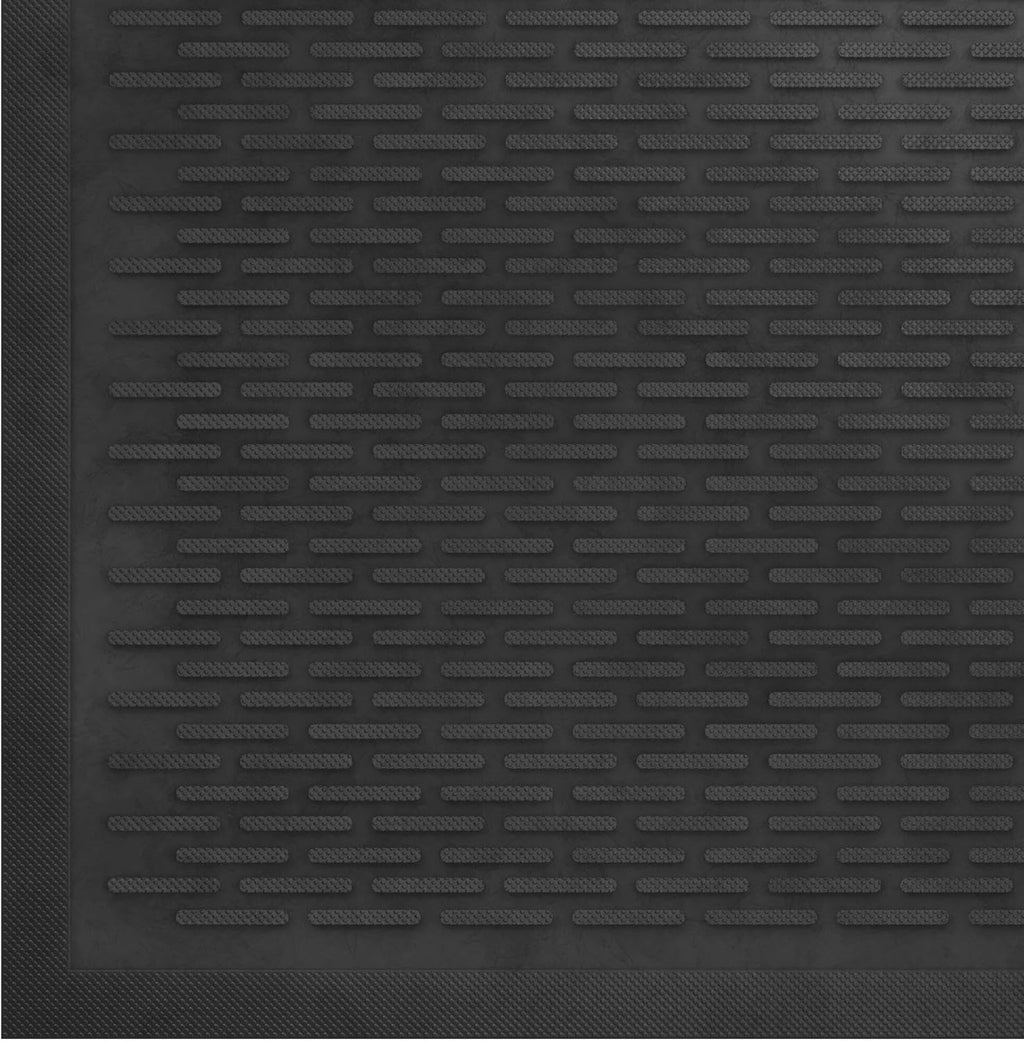 Ottomanson Waterproof Rubber Outdoor Doormat – Heavy-Duty Non-Slip Rubber Floor Mat with Ridge Scraper Pattern, All-Weather Front Door Entry Mat for Mud & Dirt Control – 18" x 30", Black