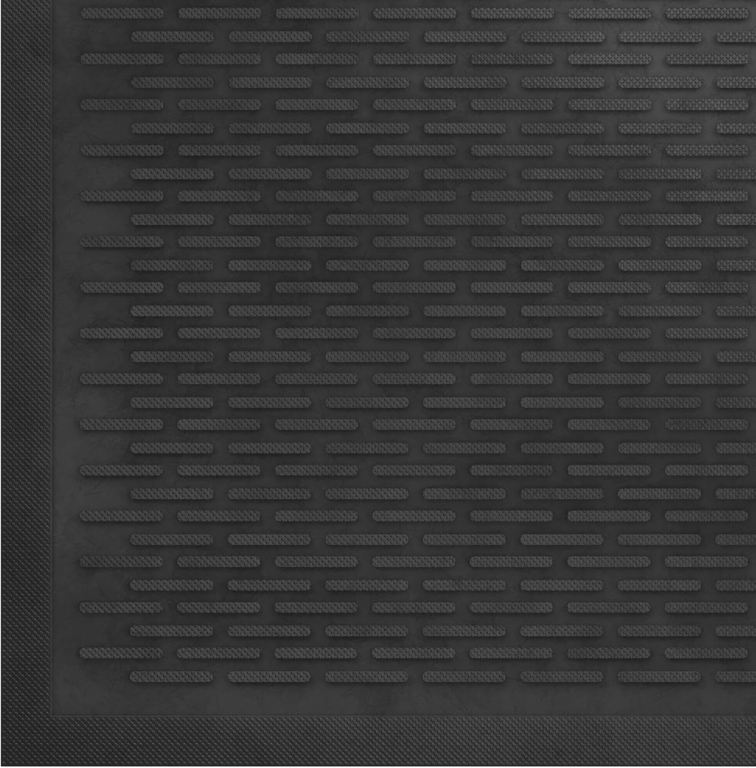 Ottomanson Waterproof Rubber Outdoor Doormat – Heavy-Duty Non-Slip Rubber Floor Mat with Ridge Scraper Pattern, All-Weather Front Door Entry Mat for Mud & Dirt Control – 18" x 30", Black