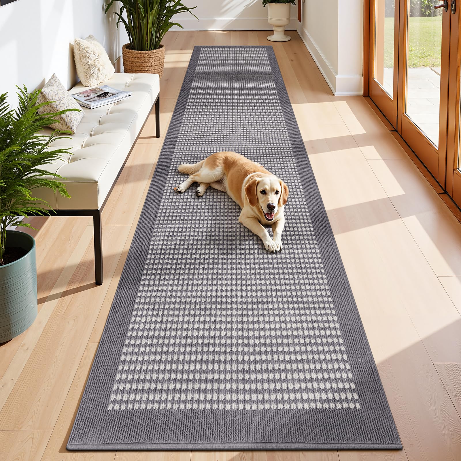Ileading Indoor Door Mat 3x5ft Absorbent Dog Mats for Muddy Paws,Machine Washable Small Living Room Area Rug with Non-Slip Rubber Backing Low-Profile Inside Carpet for Hallway,Kitchen