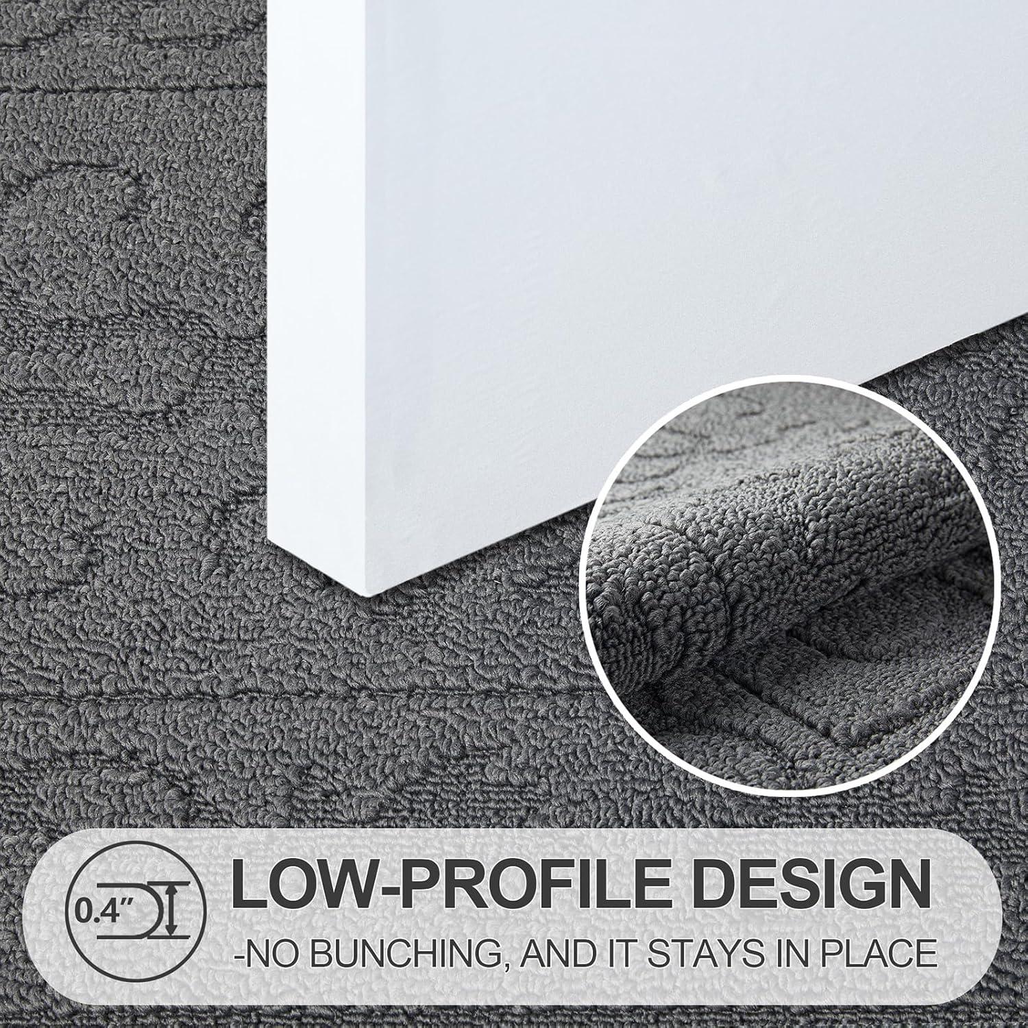 FONEYI Indoor Door Mat 24" x 36", Dirt Trapper Door Mats Non-Slip Entryway Rugs Washable, Absorbent Resist Dirt Welcome Mat, Low Profile Inside Floor Mats for Front Back Door and Entryway, Grey
