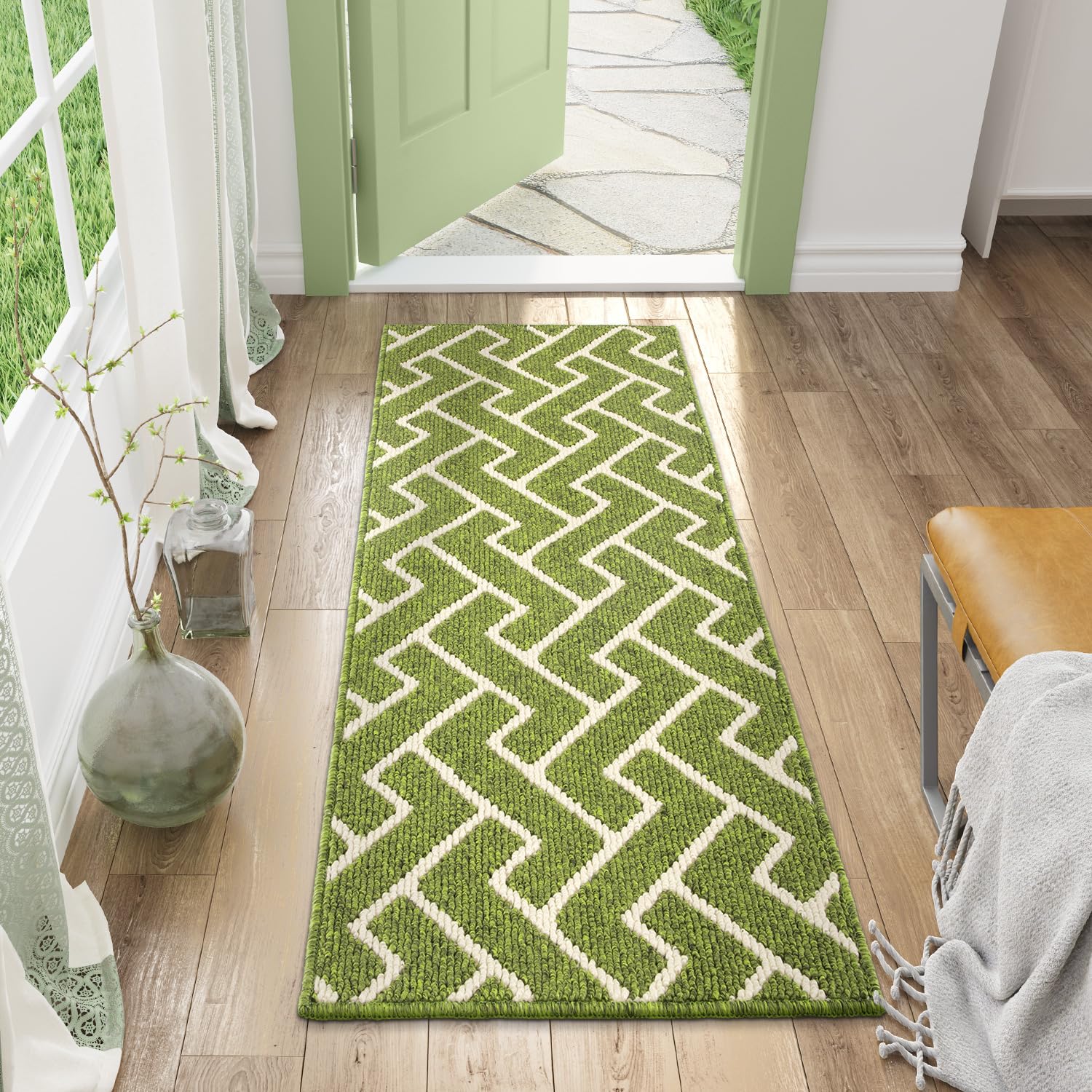 hicorfe Indoor Doormat,Front Back Door Mat Rubber Backing Non Slip Door Mats 24"x35" Absorbent Resist Dirt Entrance Doormat Inside Floor Mats for Entryway Washable Low-Profile (Navy Blue)