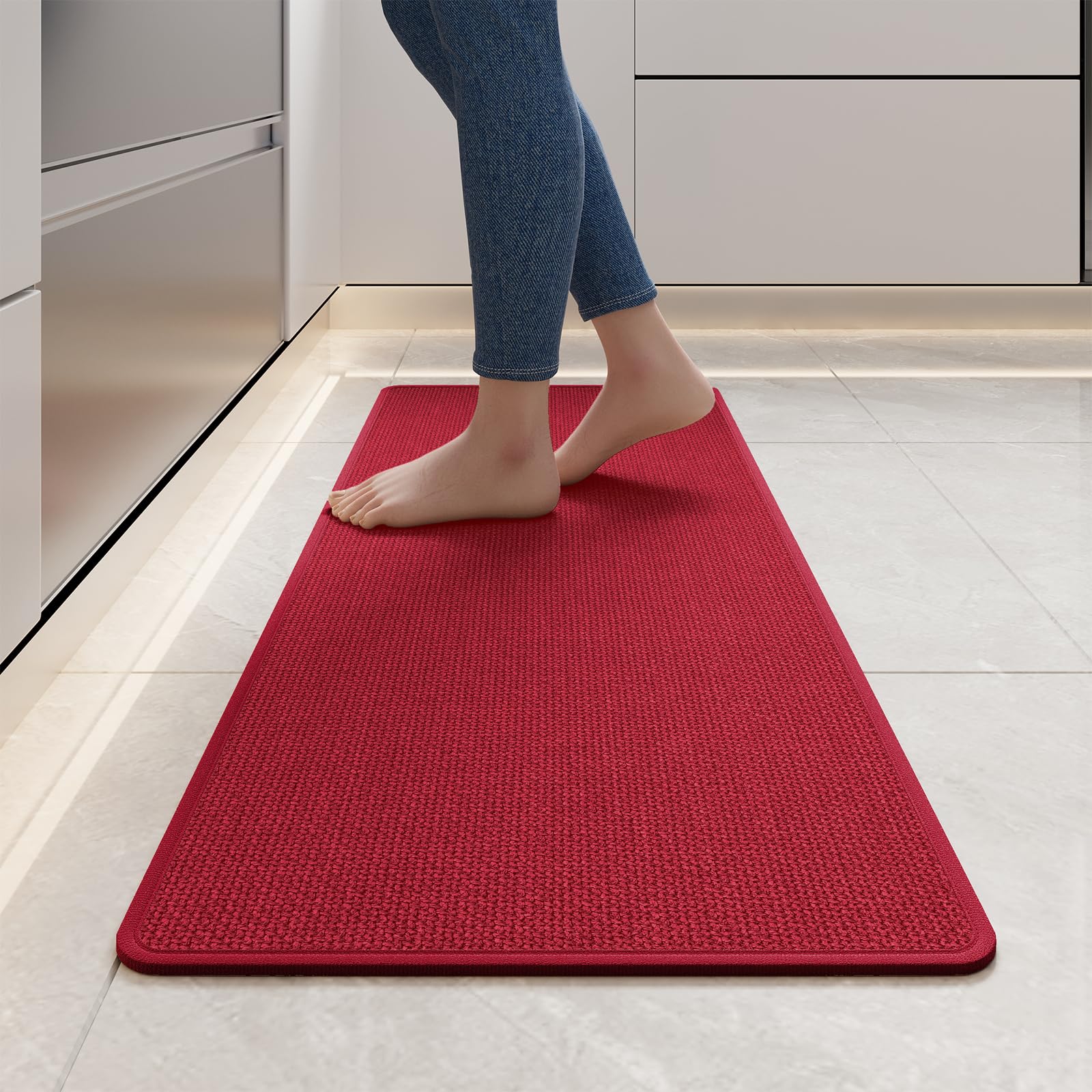 YDKGL Water Absorbent Runner Rugs for Kitchen, Kitchen Mat in Front of Sink, Oil Absorbent Kitchen Mats for Floor,Non-Slip Kitchen Rugs,Durable Kitchen Mats，17x30 Gray Kitchen Rugs,