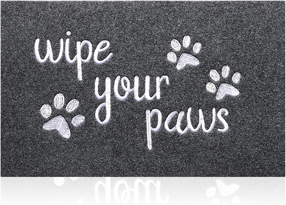 Welcome Door Mats for Entrance Funny Door Mat Wipe Your Paws Floor Mat, Welcome Mats for Front Door Indoor Non Slip Backing Rubber Mat for Outside Dog Doormat Grey