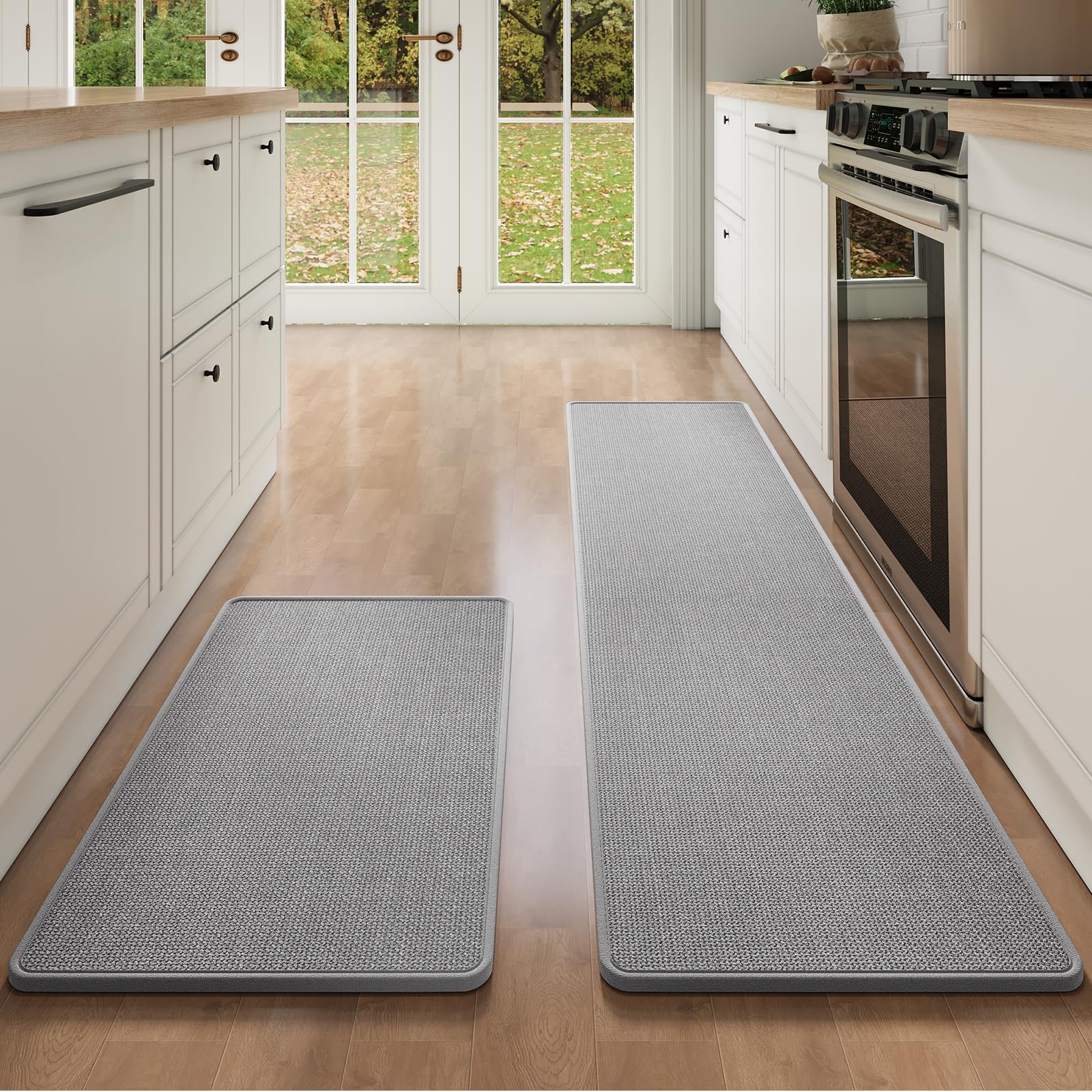 YDKGL Water Absorbent Runner Rugs for Kitchen, Kitchen Mat in Front of Sink, Oil Absorbent Kitchen Mats for Floor,Non-Slip Kitchen Rugs,Durable Kitchen Mats，17x30 Gray Kitchen Rugs,