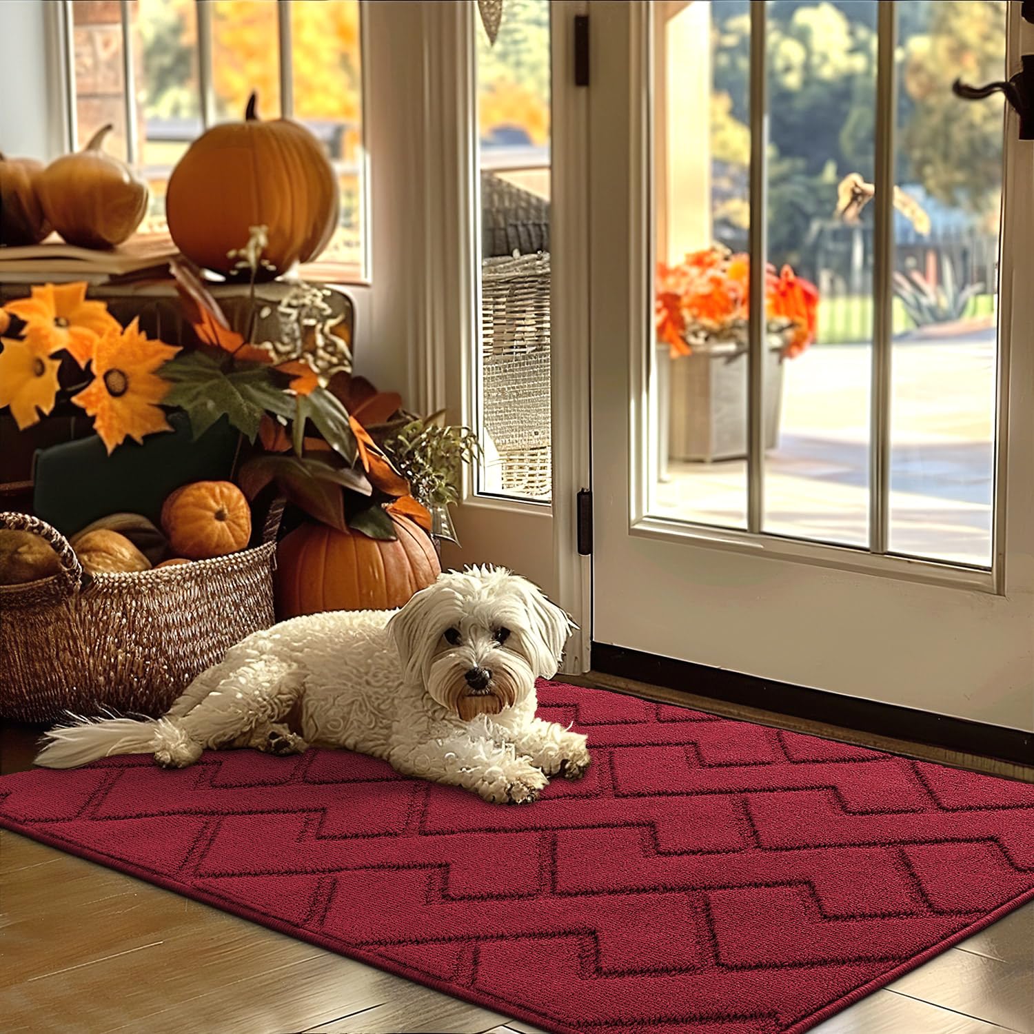 hicorfe Indoor Doormat,Front Back Door Mat Rubber Backing Non Slip Door Mats 24"x35" Absorbent Resist Dirt Entrance Doormat Inside Floor Mats for Entryway Washable Low-Profile (Navy Blue)