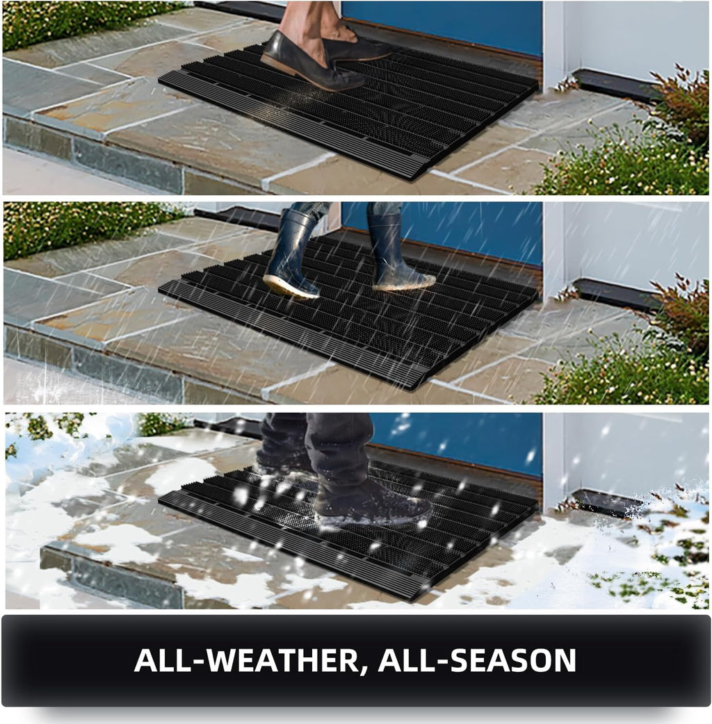 MATALL Heavy Duty Outdoor Mat - 18 x 30 Inches Non-Slip Drainage Floor Mat for All Weather Garage Pool Home Entry Indoor Mud Mat